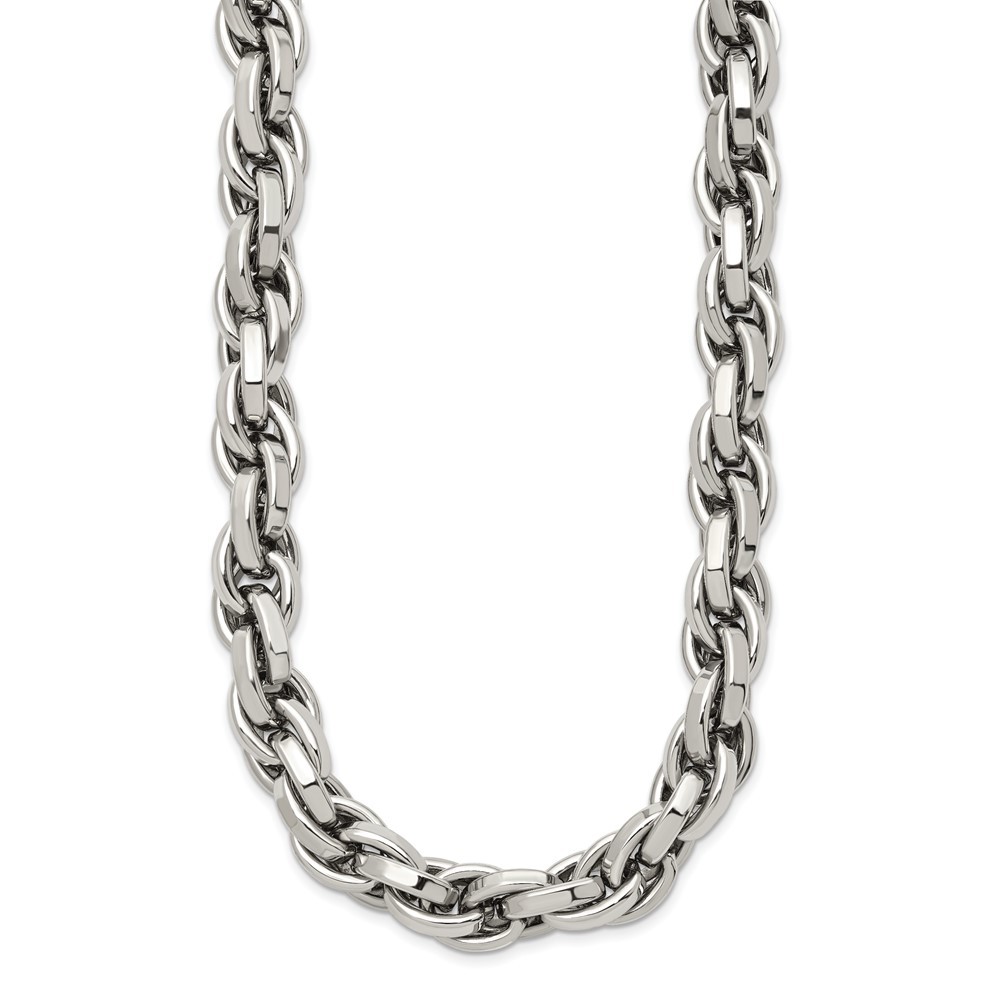 Stainless Steel Polished 24 inch Oval Link Necklace