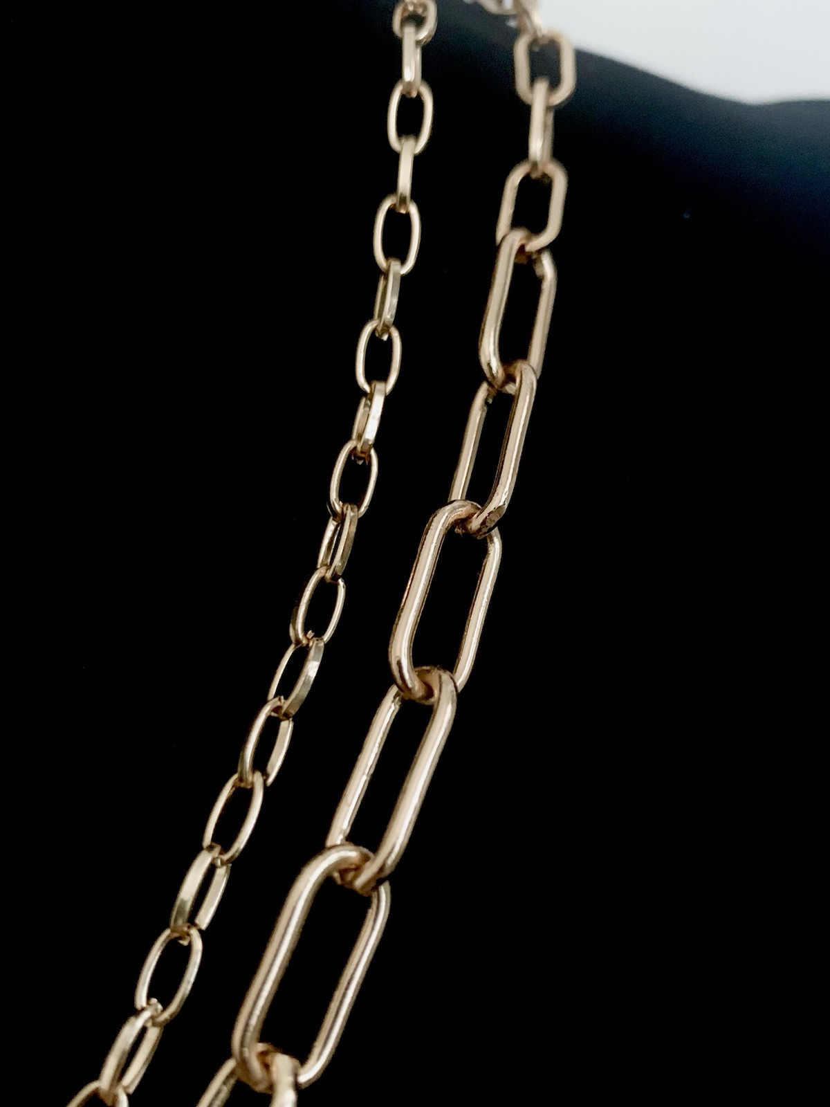 C1946 Gold Tone Double Paper Clip Chain Necklace 21.5” FREE SHIPPING