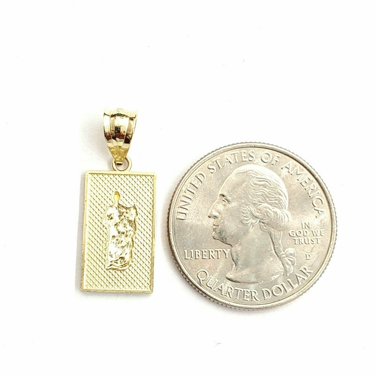 14k two tone gold rectangular saint Jude juda pendant charm religious gift 1.4g