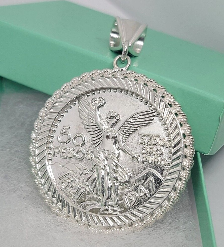 925 Sterling Silver Coin Bezel 37mm Centenario 50 Peso Replica Centenario Mexico