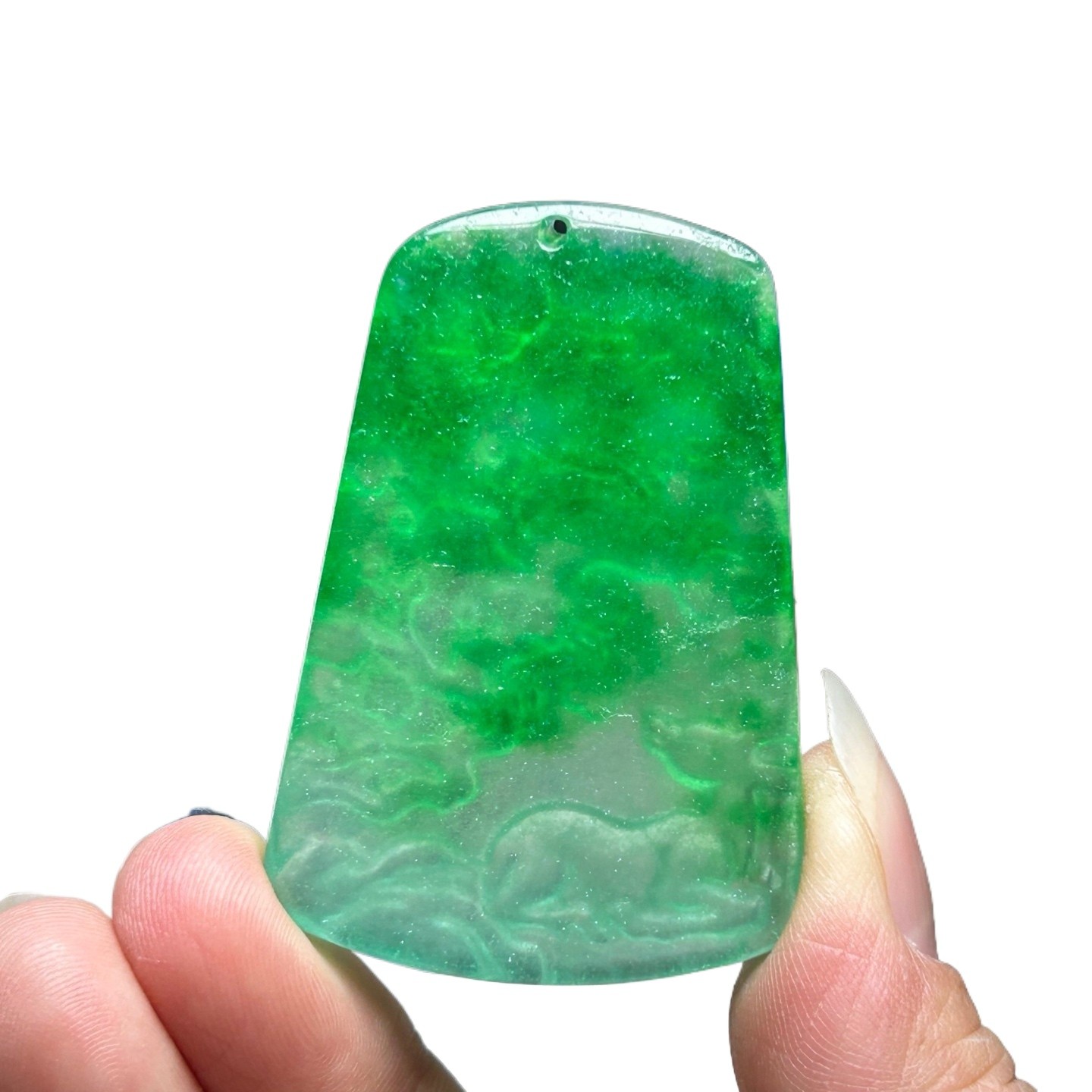 Nature ice Burmese Jade Jadeite carved sika deer lucky amulet Pendant&Necklaces