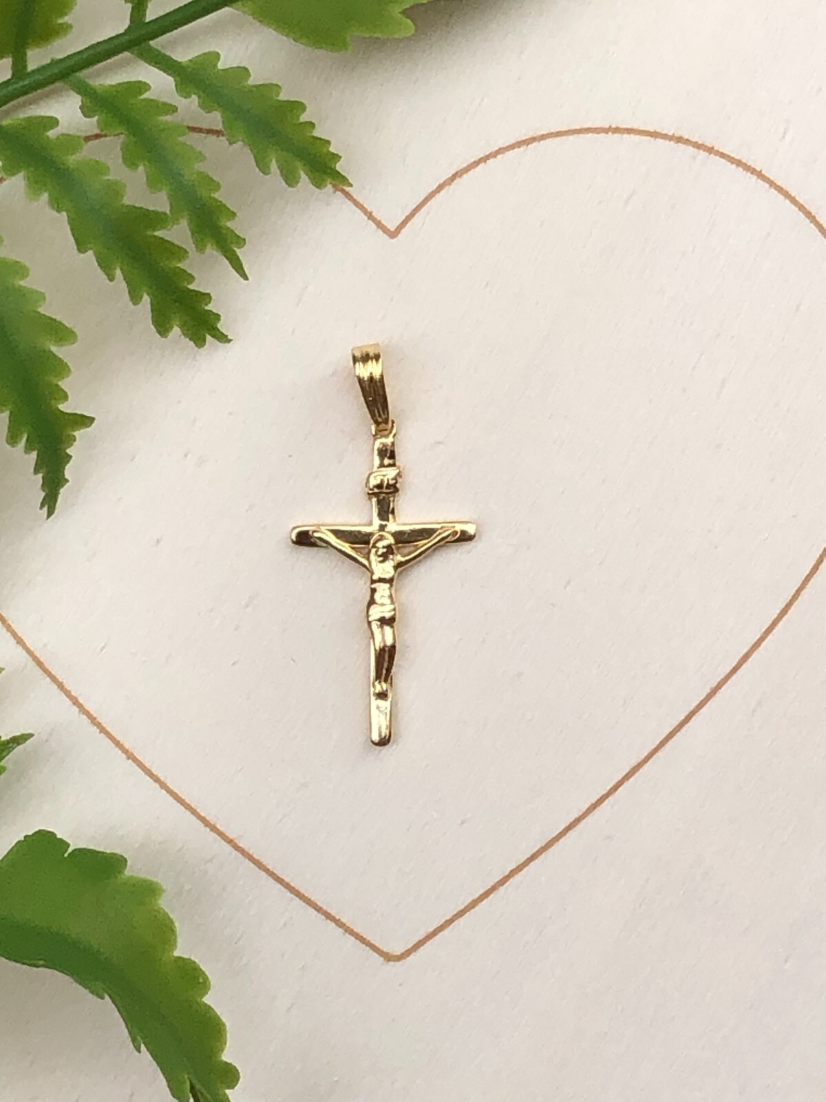 Mens Womens Small Jesus Crucifix Cross Pendant 925 Sterling Silver 24/32mm Gold