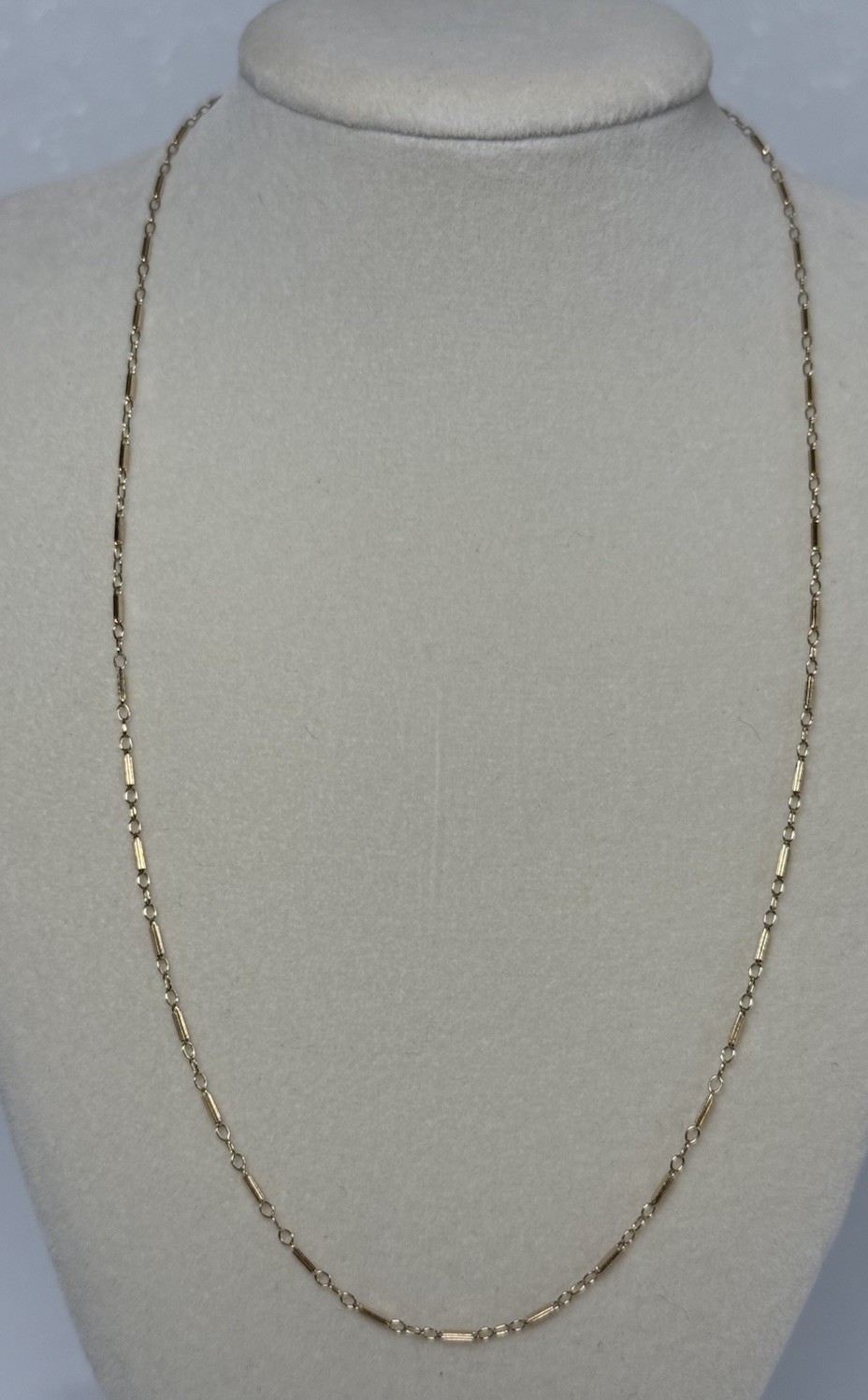 Solid 14K Yellow Gold Bar Link Chain Necklace 17” 1mm Royal Chain Inc