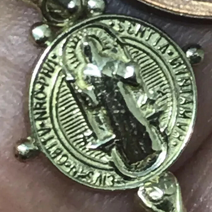 GOLd st Saint Benedict San Benito senita pendant key cross 10k solid charm 1.35″