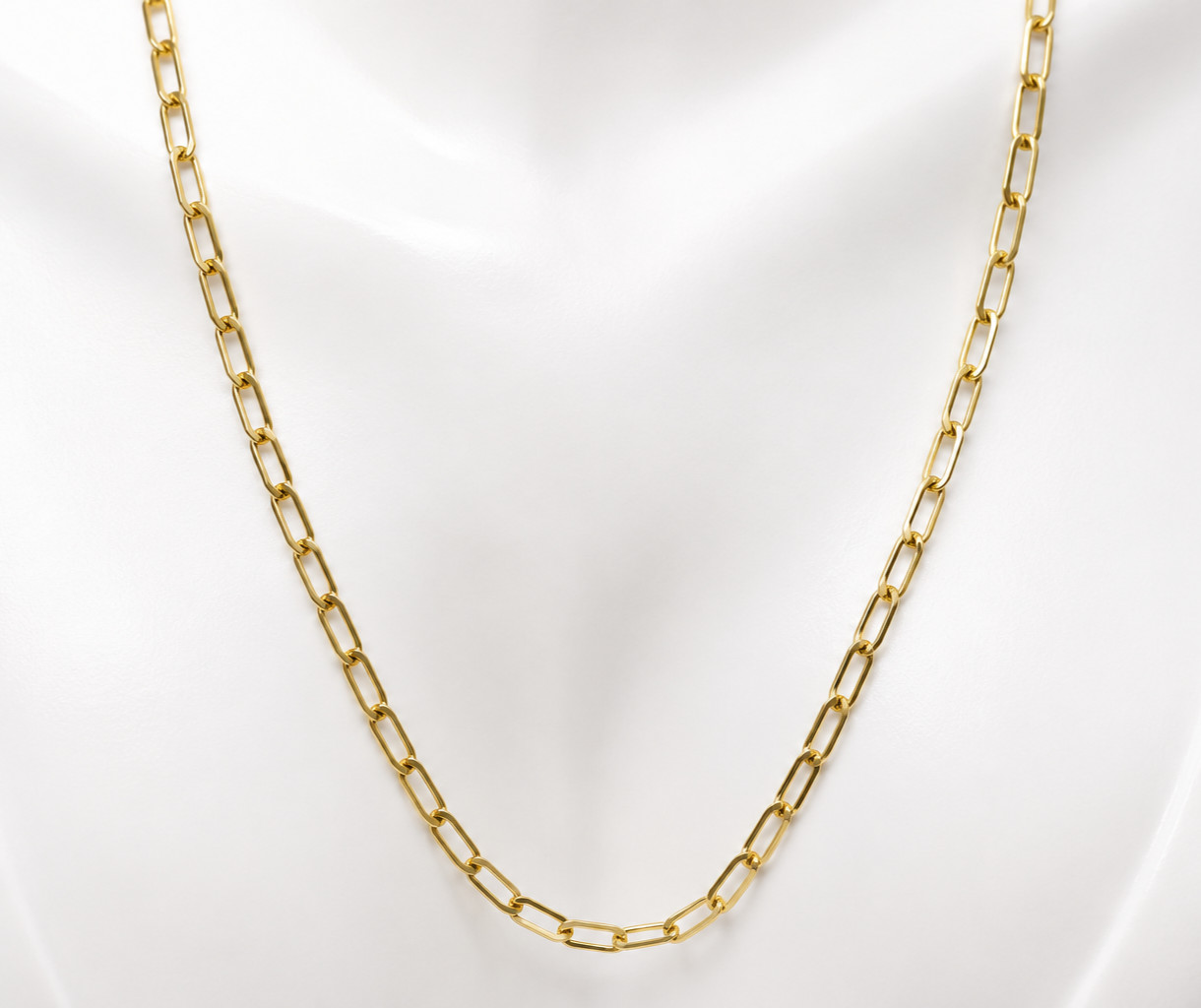 Genuine 9ct 9k 375 Yellow Gold Paper Clip Paperclip 45cm Necklace – Free Post