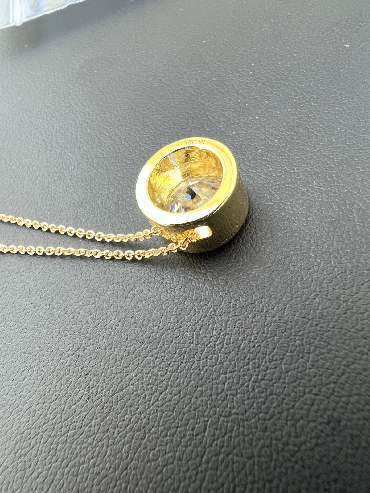 14k Gold Plated Moissanite Solitaire Pendant Necklace GRA Passes Diamond Tester