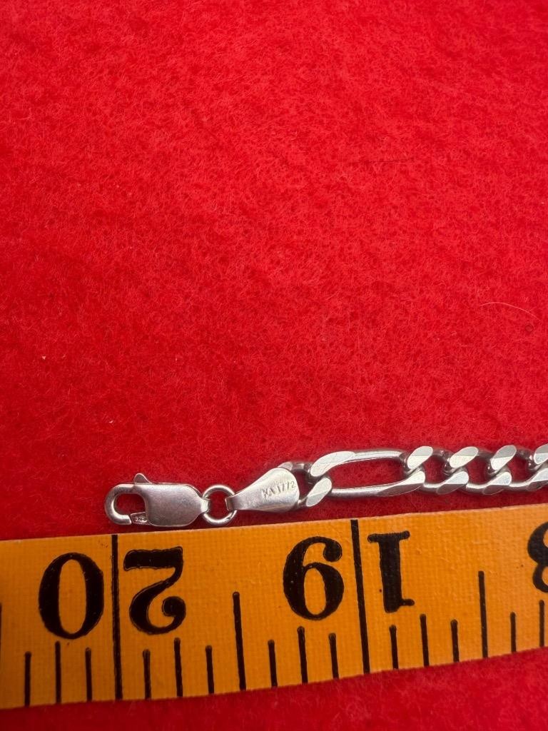 925 Italy Sterling Silver Figaro Chain Necklace 20” KA1772 Unisex Classic