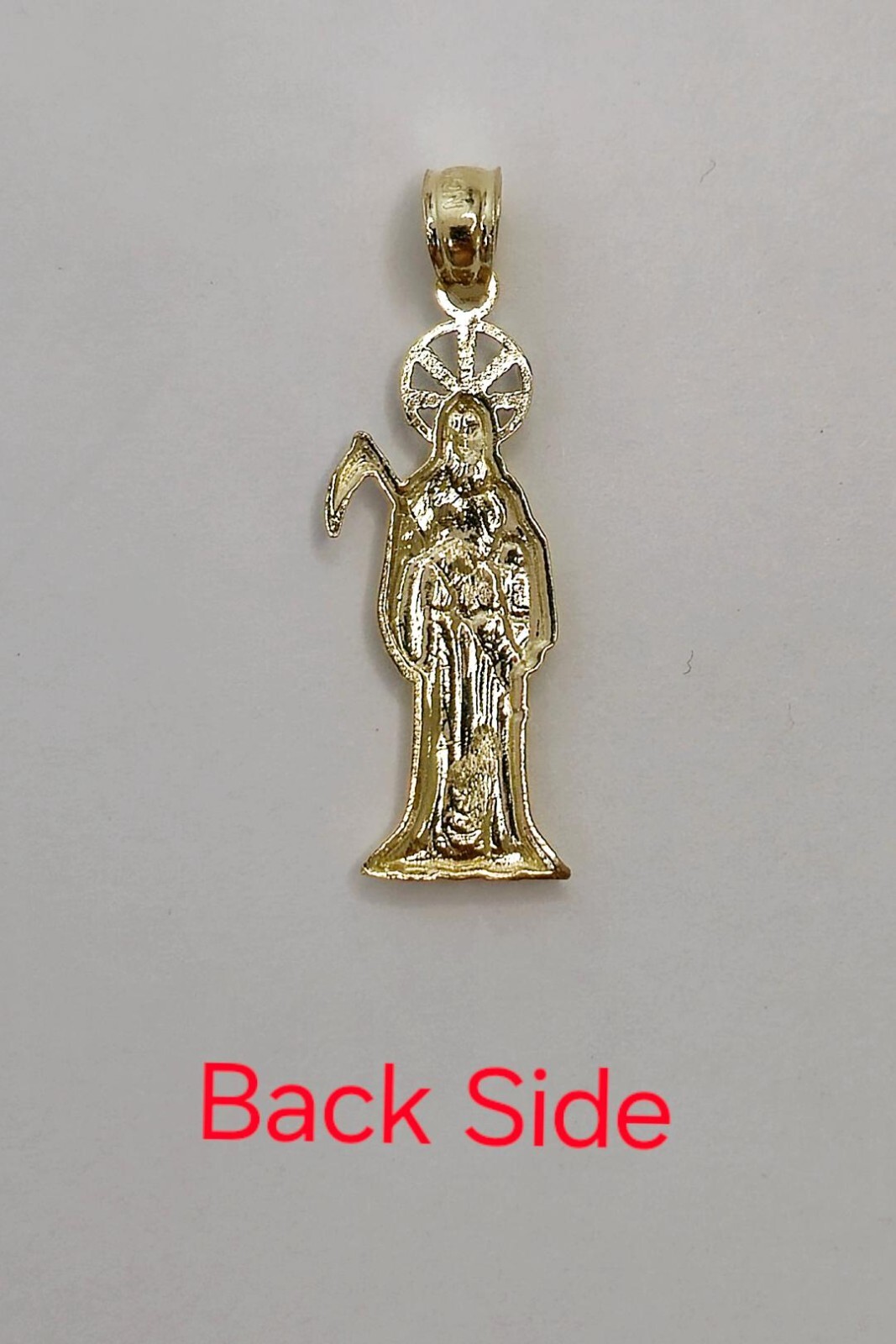 14K Solid Real 2 Tone Gold Grim Reaper-Death-De La Santa Muerte Small Pendant