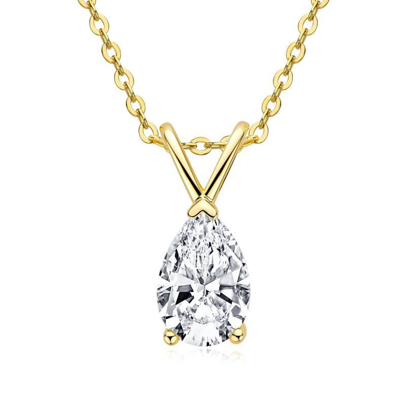 925 Sterling Silver Pear Cut Moissanite Pendant Necklace Elegant Jewelry For Her