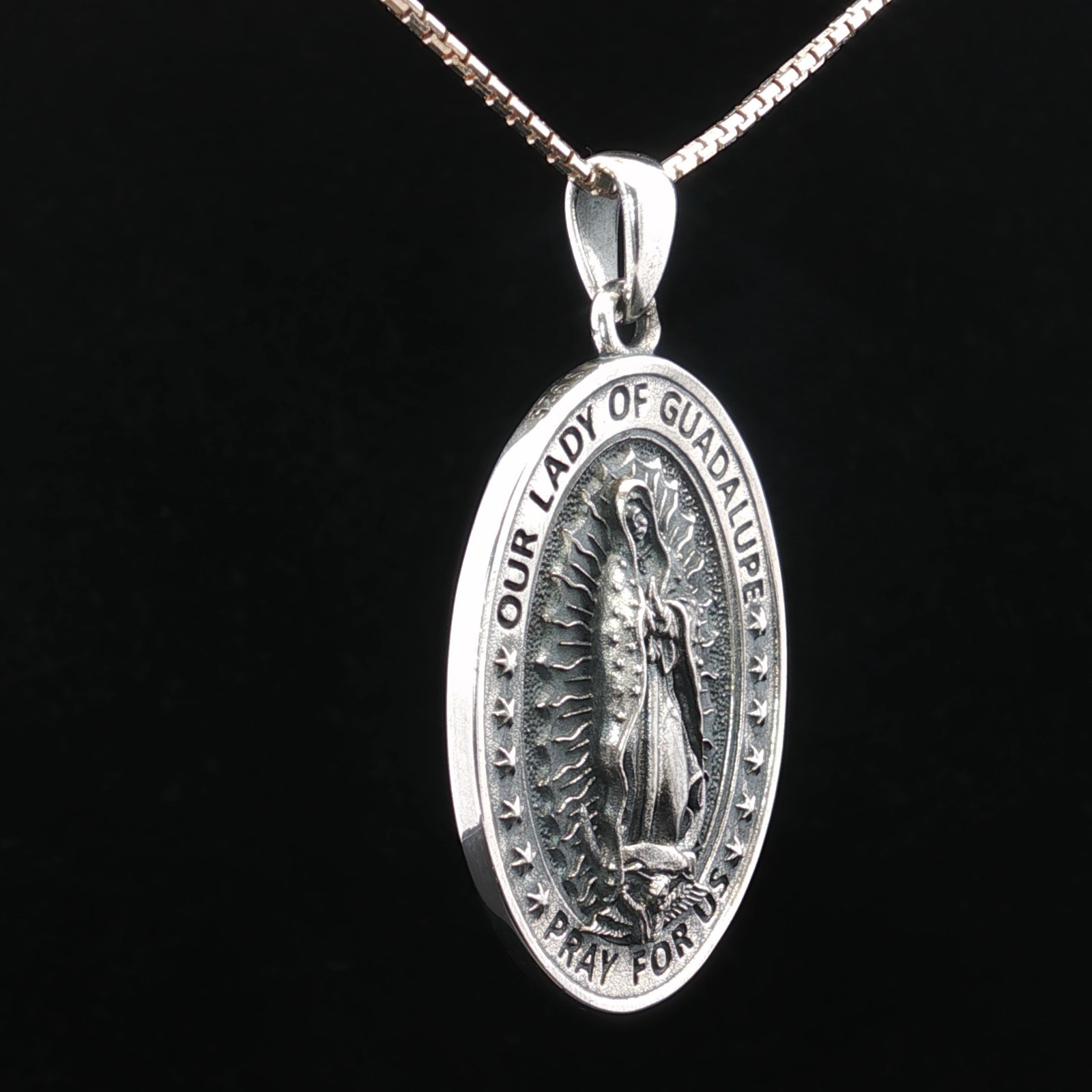 925 Sterling Silver Two-Sided Our Lady of Guadalupe Necklace