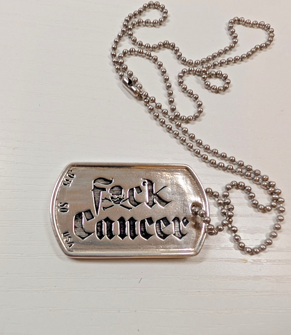 Speakeasy Original Fxck Cancer .935 Silver Heavy 1oz Dog Tag Pendant 22/25