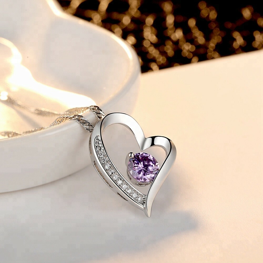 SEMI-JEWELRY Heart Necklace With Silver Chain 925 Sterling Silver SALT WATER YES