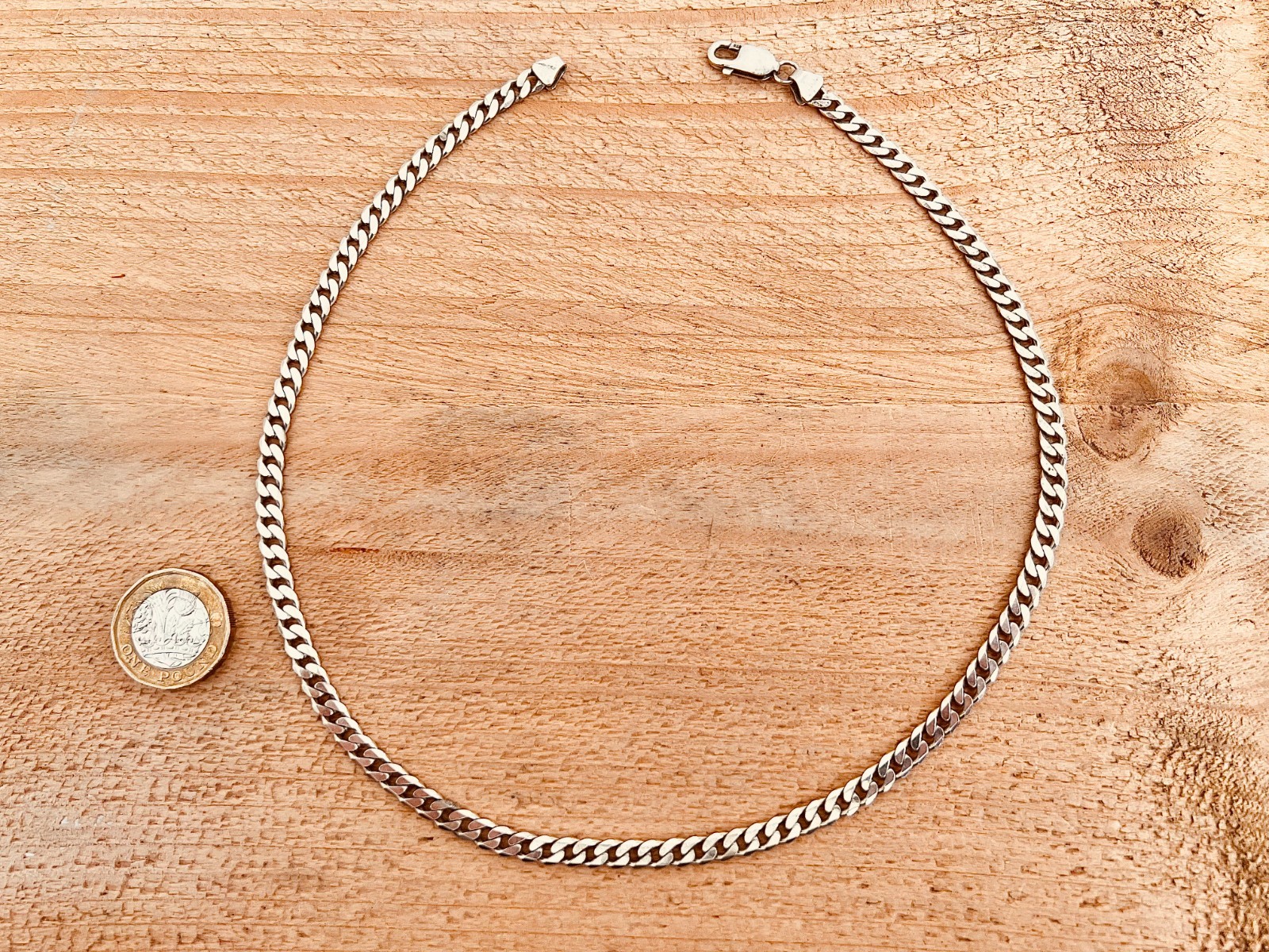 Solid Sterling Silver 18″ Curb Chain Necklace (25 Grams) Excellent Condition 5mm