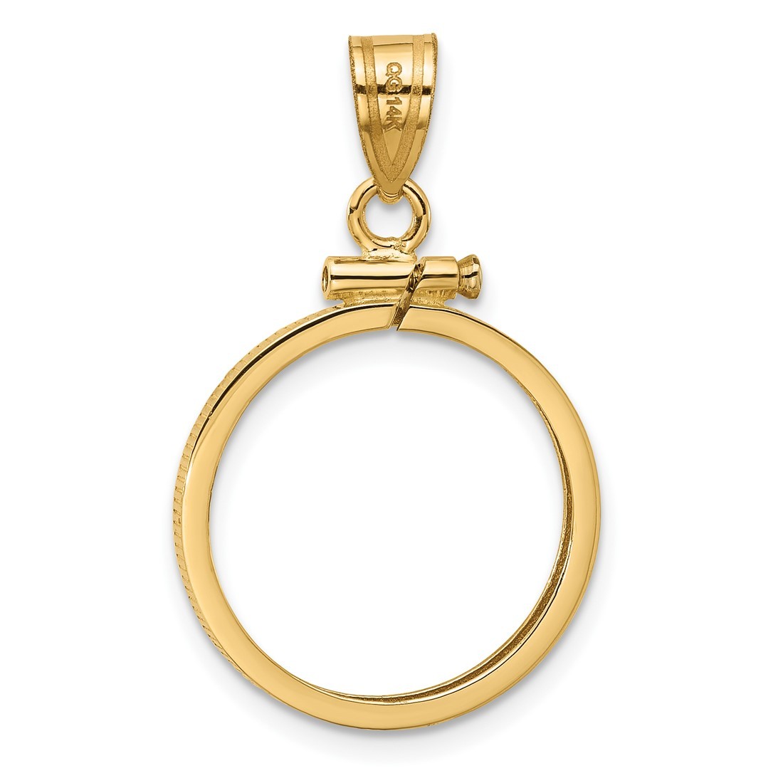 14k Yellow Gold 17.8mm Polished Screw Top Coin Bezel Pendant