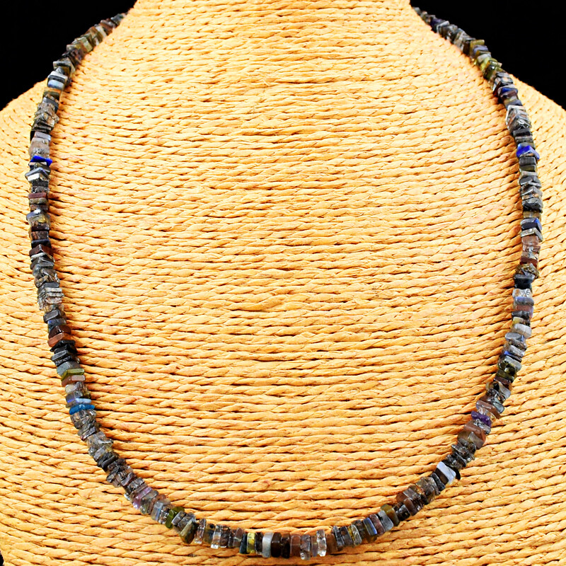 120.00 Cts Earth Mined Single Strand Mix Gem Heishi Beads Necklace JK 04E276