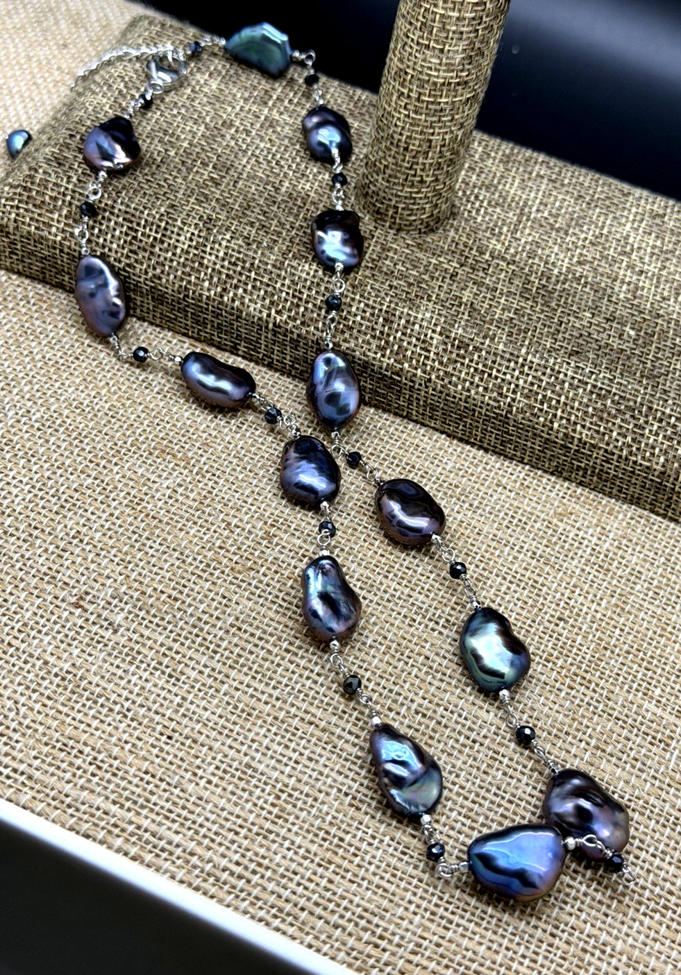 Honora Sterling Silver Purple iridescent Keshi Pearl up to 21″ Necklace new