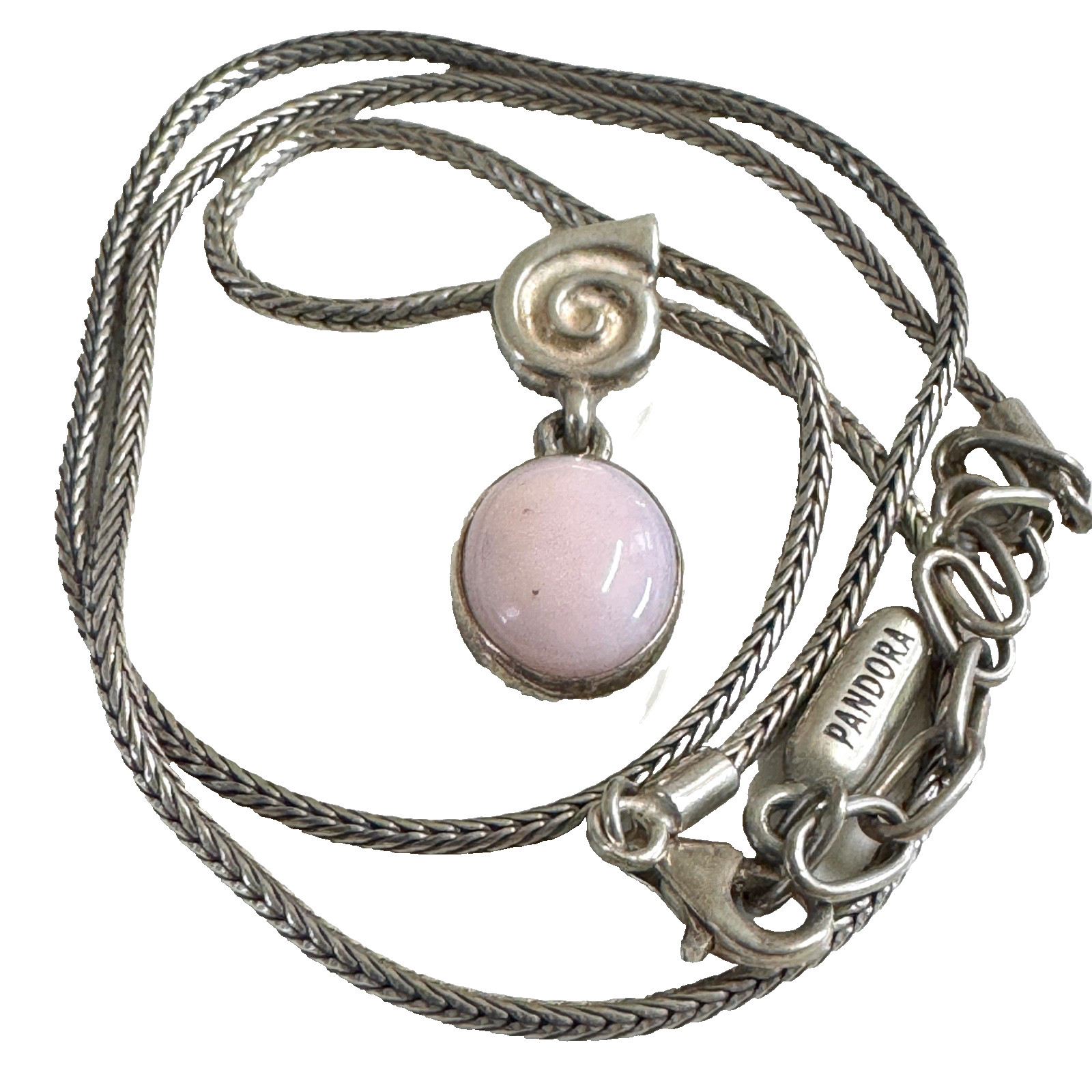 RARE AND RETIRED PANDORA PINK OPAL Sterling Silver Necklace 390116RHO-45
