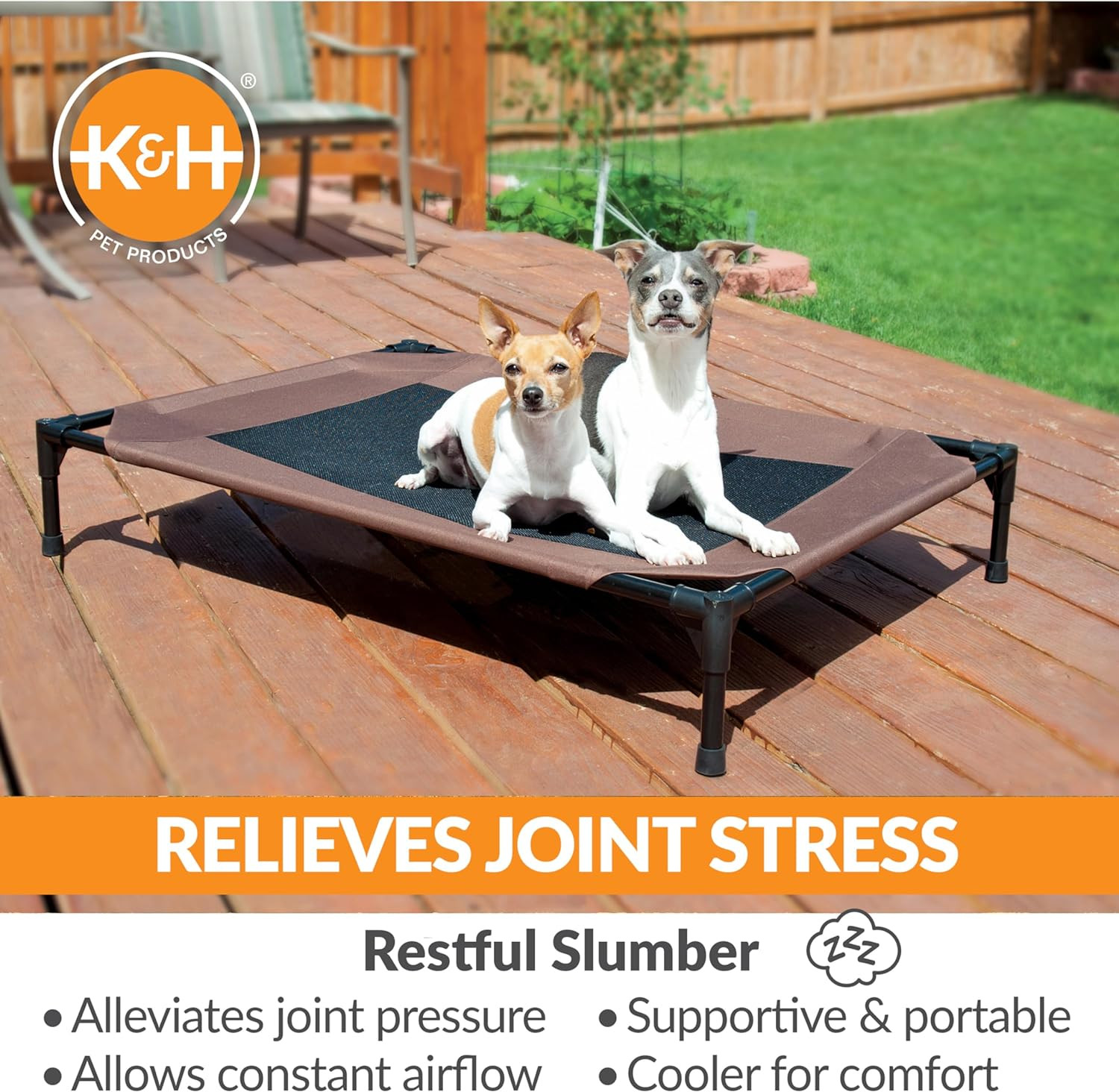 Outdoor Elevated Dog Cot, Breathable Cooling Elevated Cot Hammock Pet Bed for La