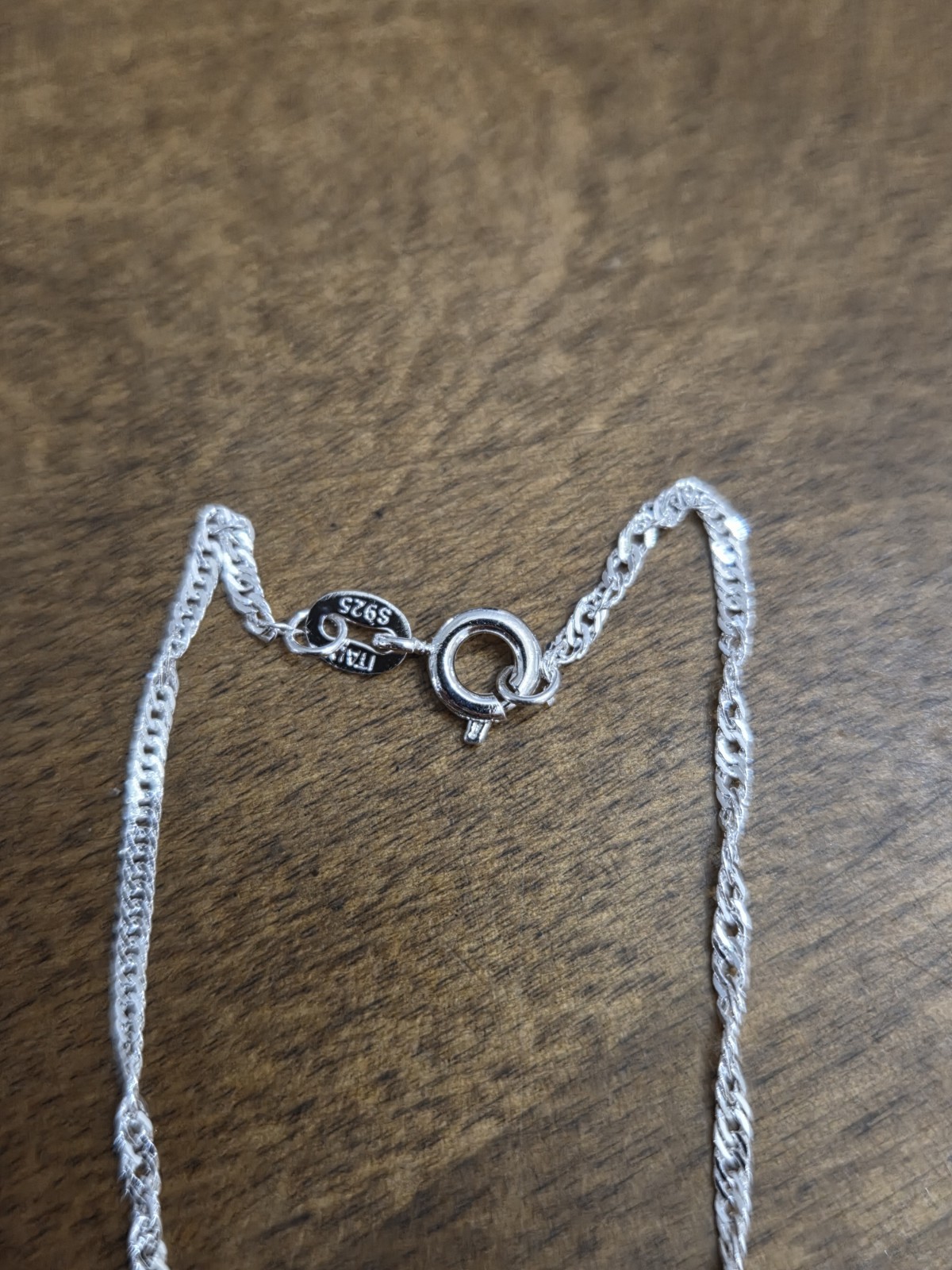 925 Sterling Silver Twist Chain Necklace Spring Ring Clasp Silver Tone