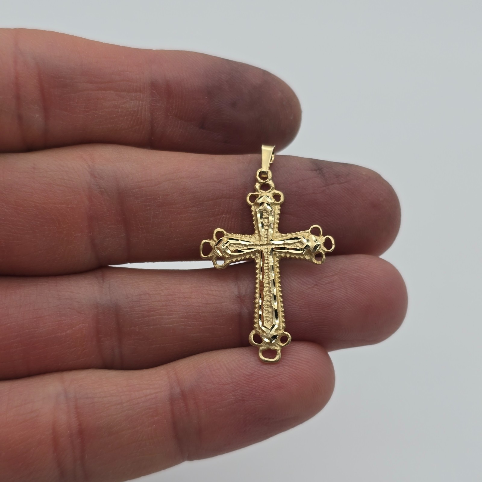 Vintage 14k Gold Diamond Cut, Religious Orthodox Cross Pendant