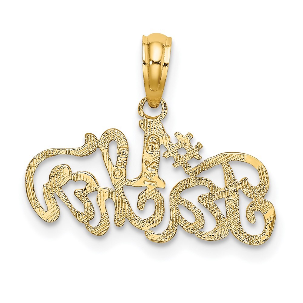 14k Yellow Gold #1 TEACHER Charm Pendant 0.75gm L-1.24 in,W-0.75 in