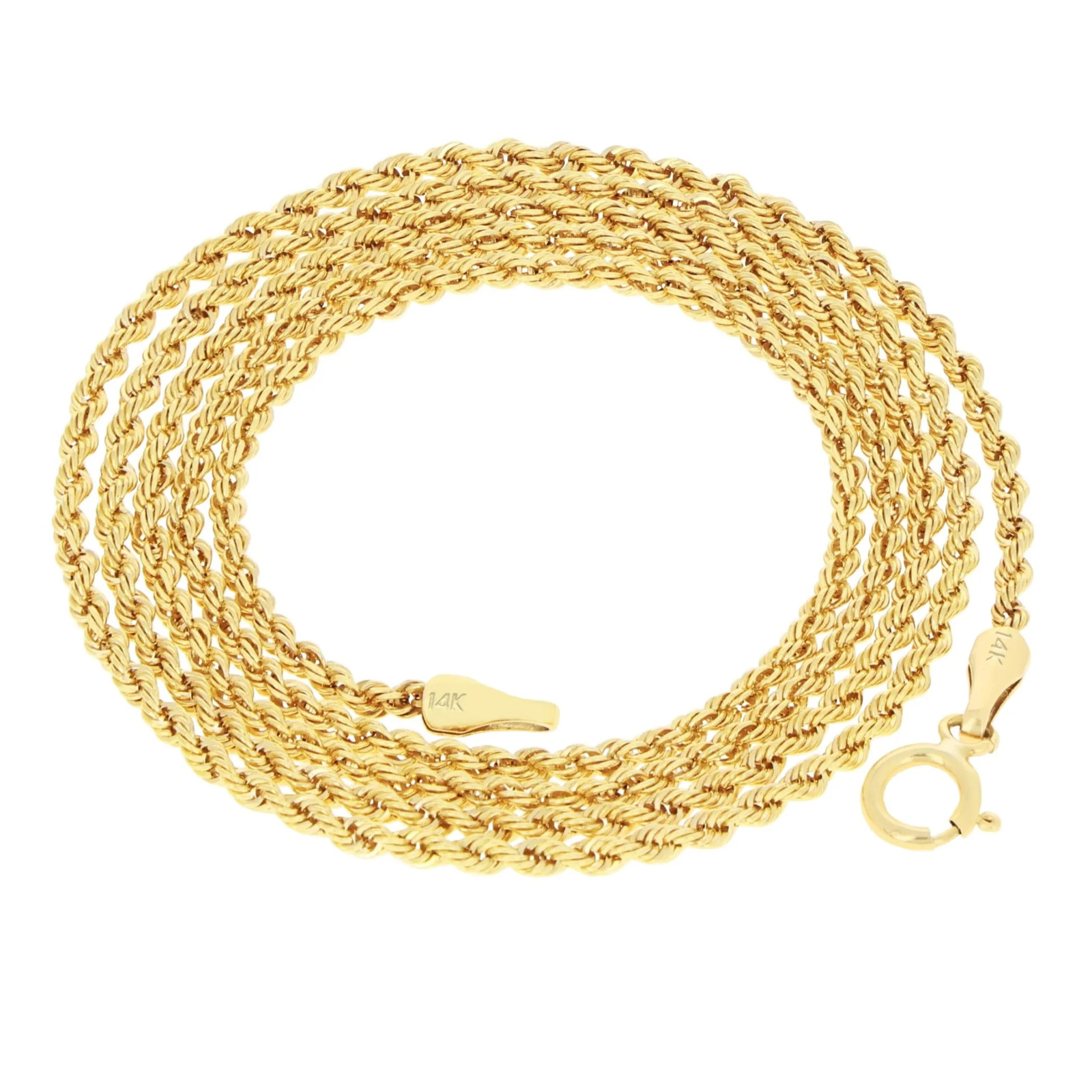 14K Real Yellow Gold 1.5mm Diamond Cut Rope Chain Necklace 16-24in Unisex