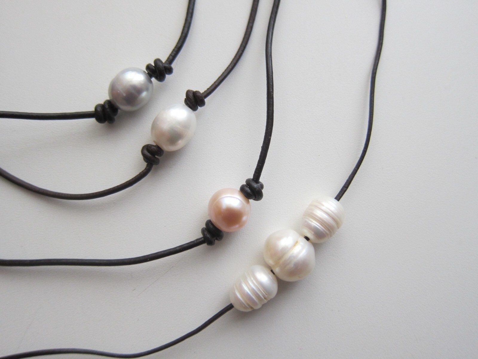 Freshwater Cultured Pearl on Leather Cord Necklace – All Occasions. UNISEX.