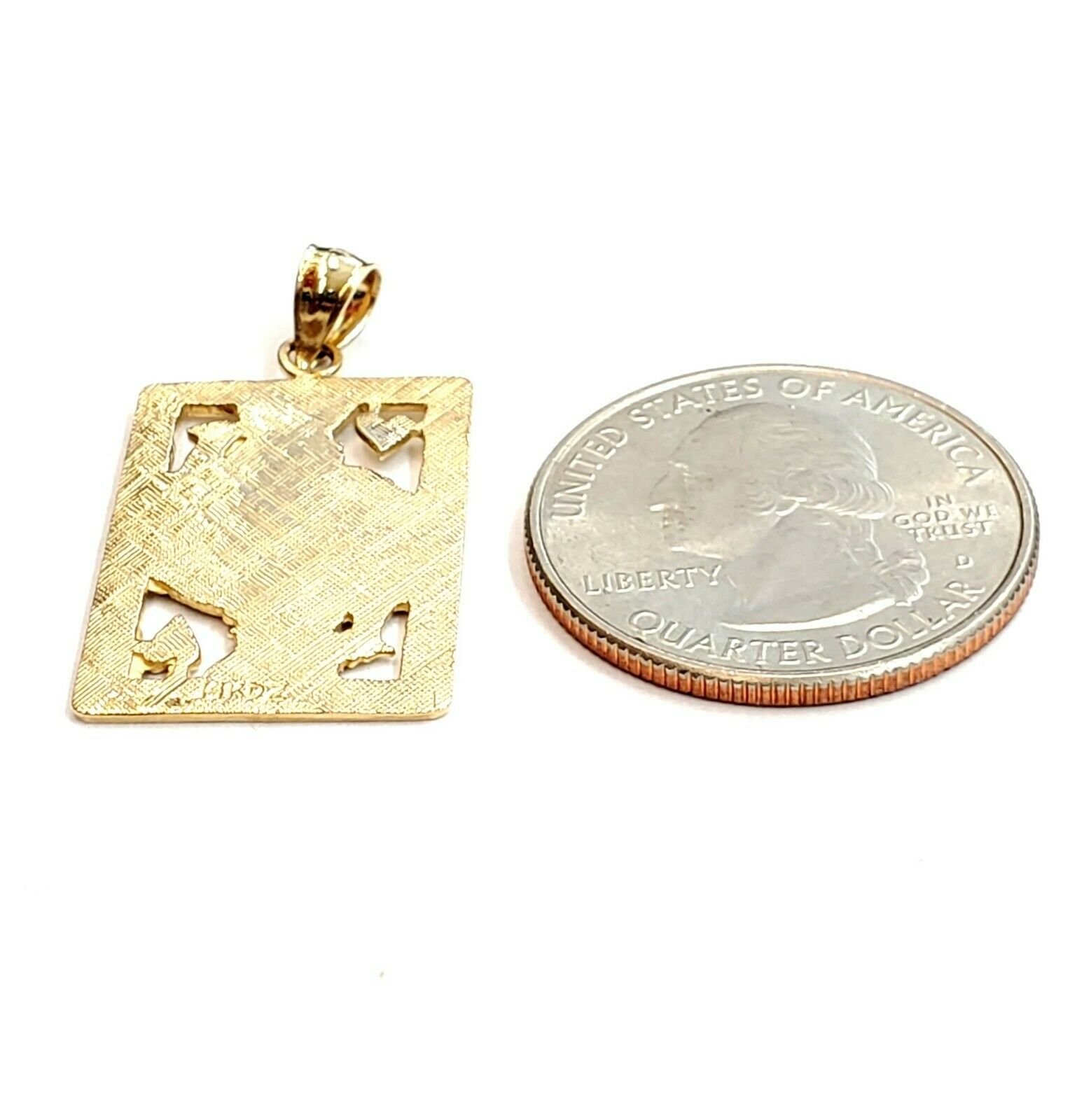 14k yellow Gold king of heart Pendant playing card gambling fine jewelry 3.5g