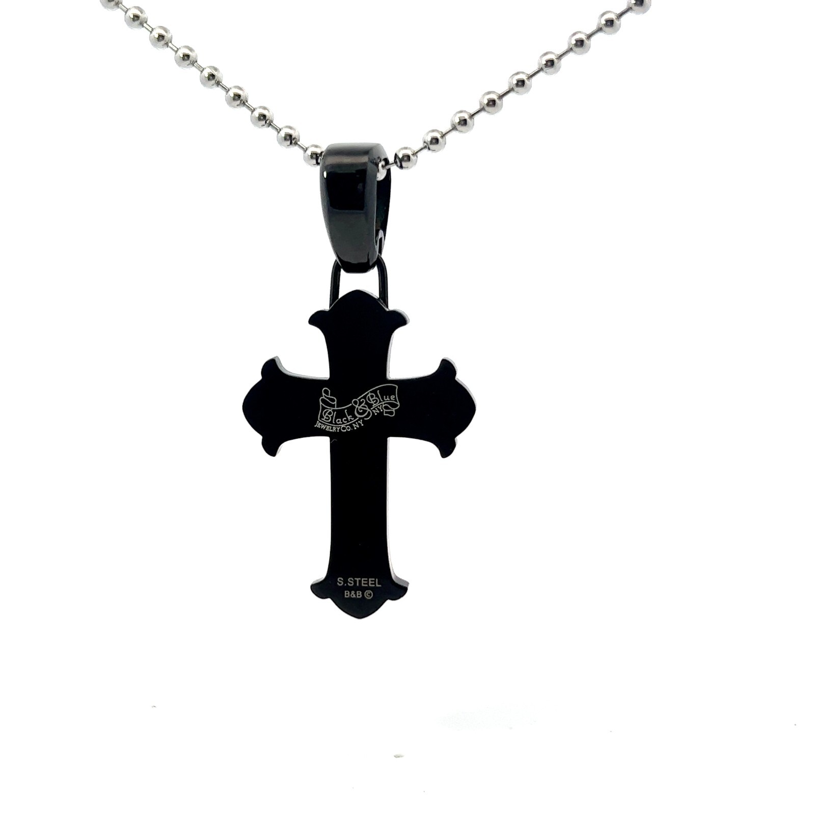 Black & Blue Jewelry Co. 2-Tone Stainless .06ctw Natural Diamond Cross Necklace