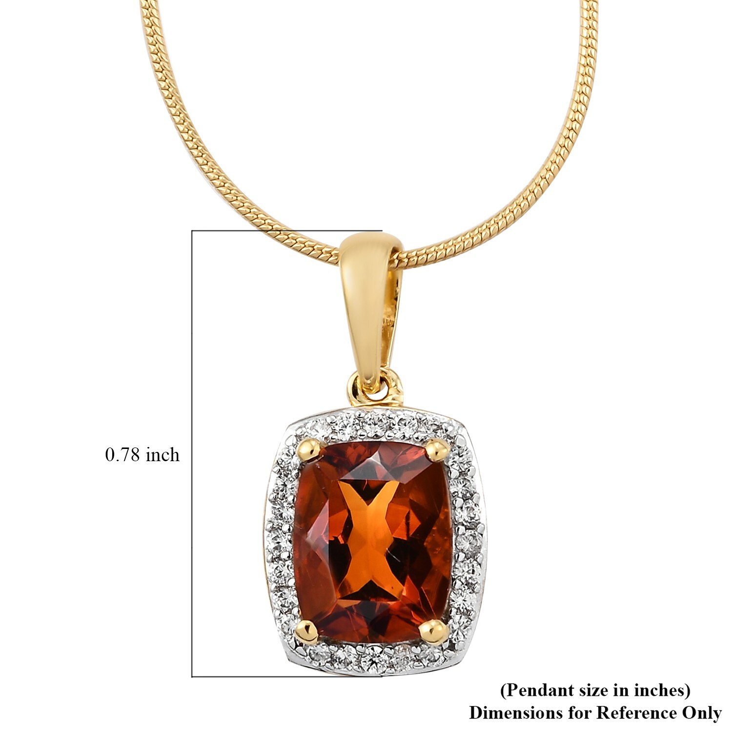Natural Madeira Citrine Halo Pendant Necklace 925 Sterling Silver Yellow Gold