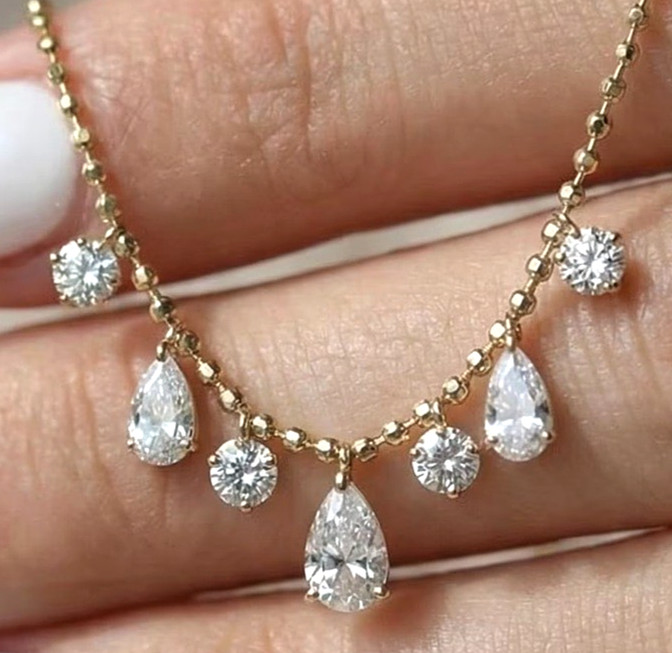 925 Silver, Amazing White Diamond Chain Necklace, 11 Ct Certified Treated