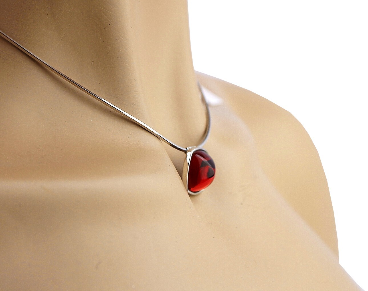 BACCARAT MEDICIS STERLING SILVER PENDANT NECKLACE SMALL RED MIRROR FRANCE NEW
