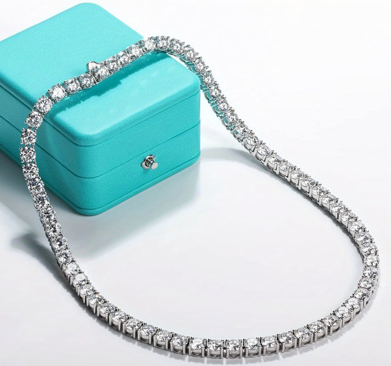 1pc 32ct D Color VVS1 Lab- Tennis Necklace – 925 Sterling Silver