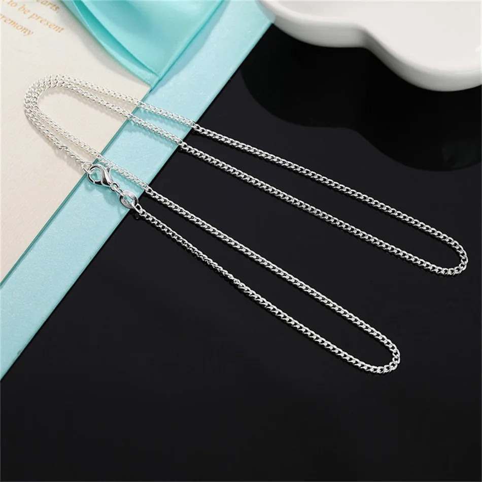 New 925 Sterling Silver Necklace 16/18/20/22/24/26/28/30 Inches 2MM String Chain