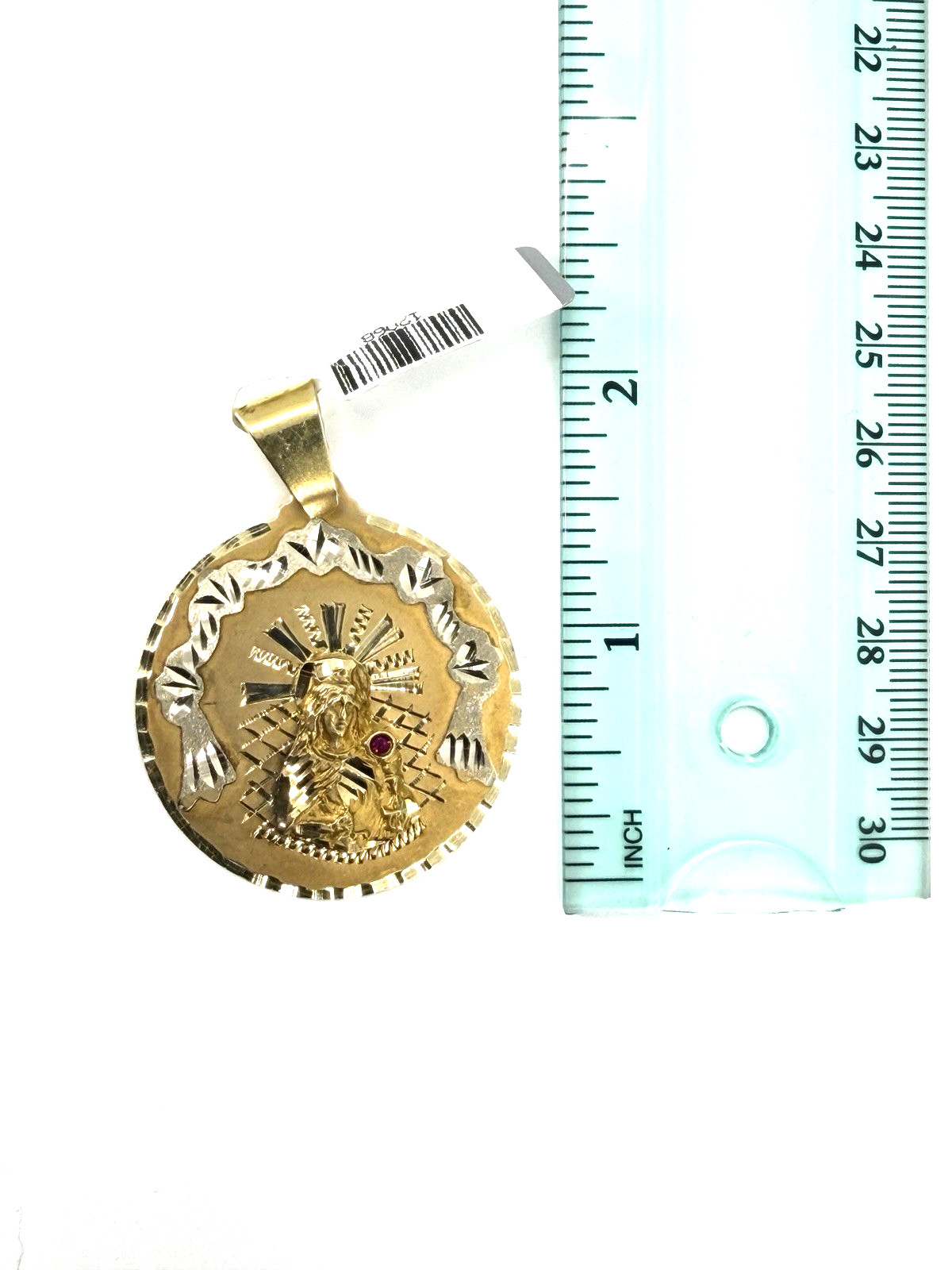10K Solid Yellow Gold Santa Barbara Medallion Pendant Diamond Cut Two Tone