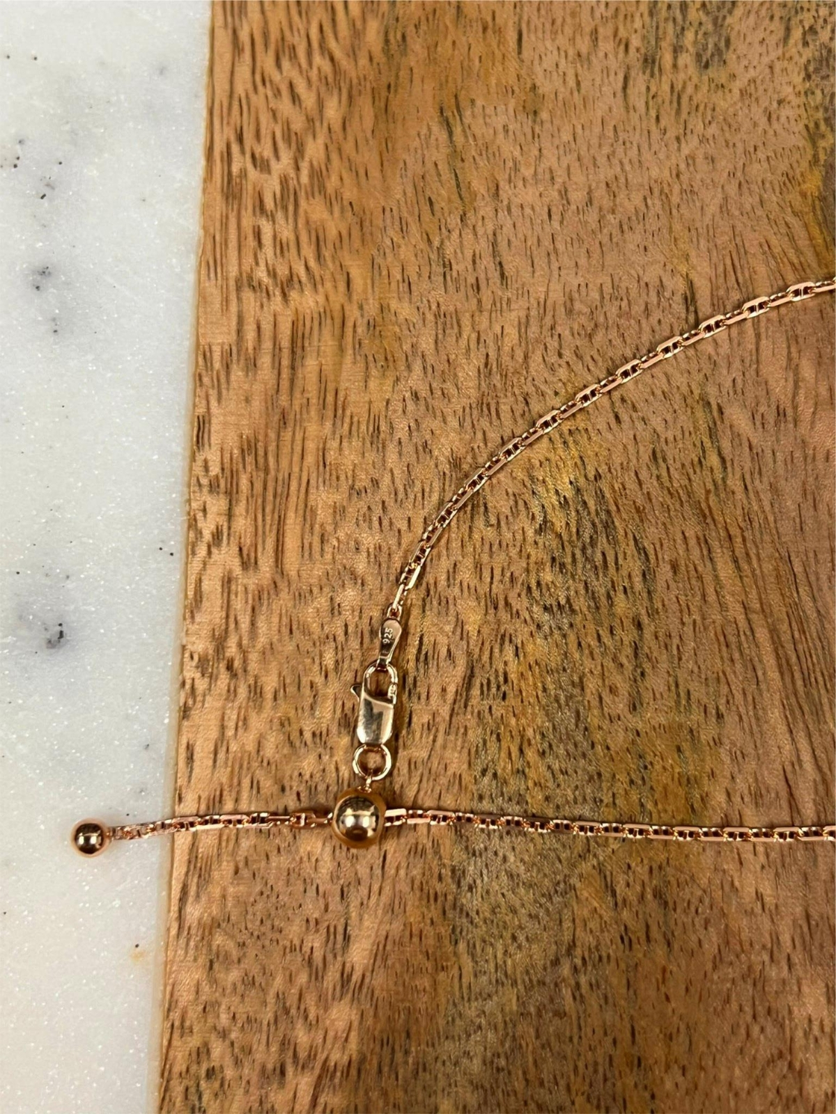 14K Rose Gold Over 925 Sterling Silver 2mm Anchor Link Adjustable Necklace 24″