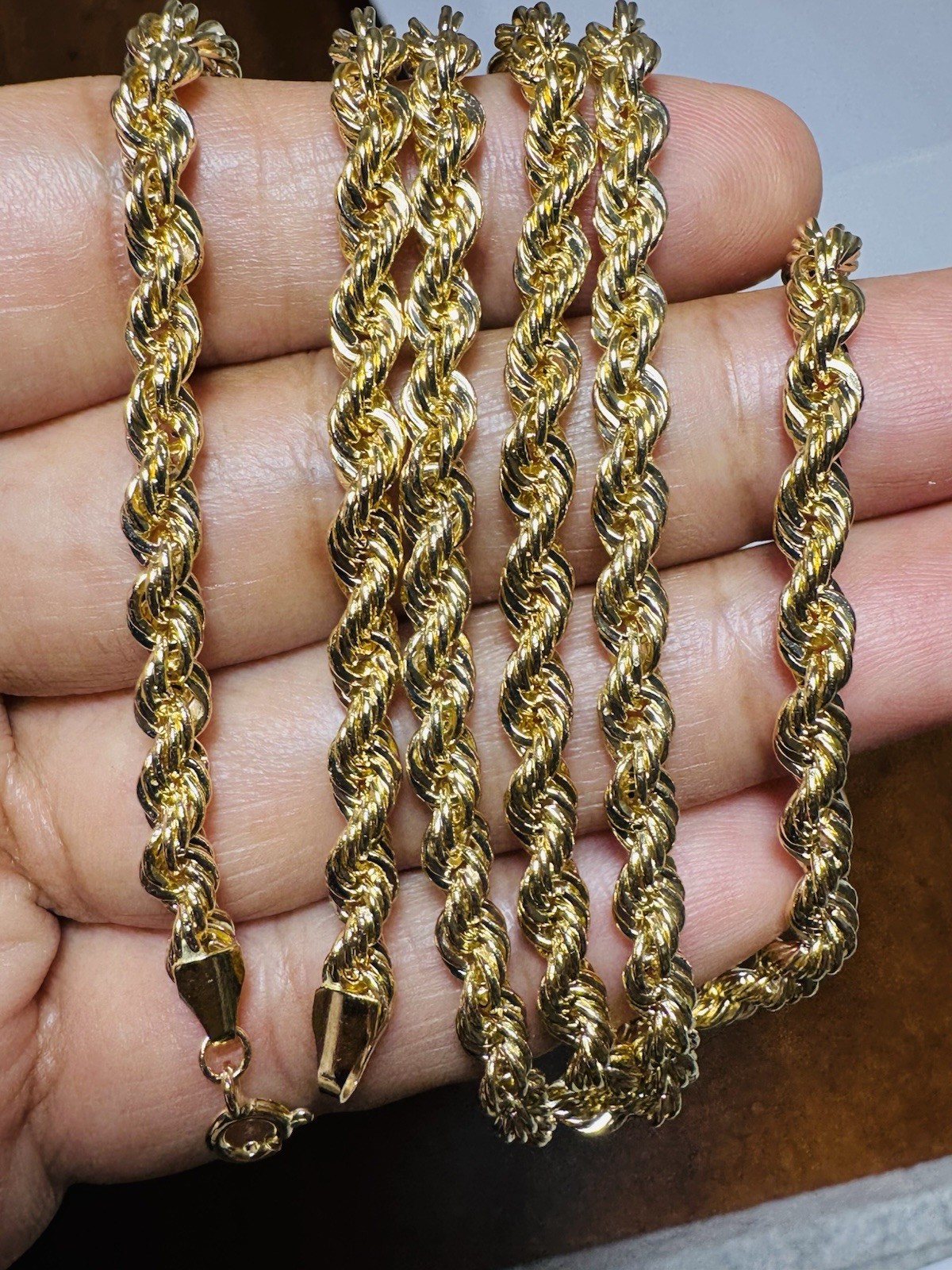 18K 750 Dubai Fine Genuine Gold Rope Chain Necklace 23.5” /24 Long 9.43g 4mm