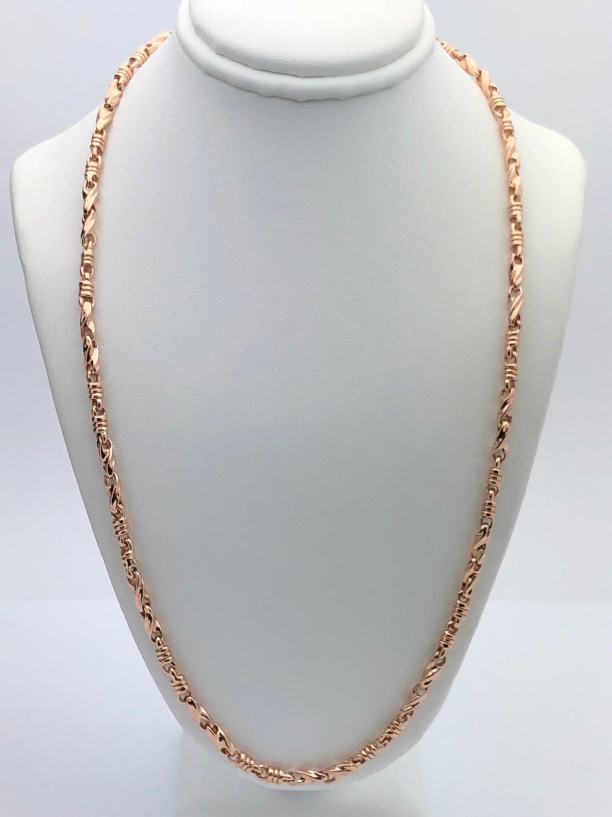 14k Rose Gold Handmade Fashion Link Necklace 20″ 3.5mm 32 grams