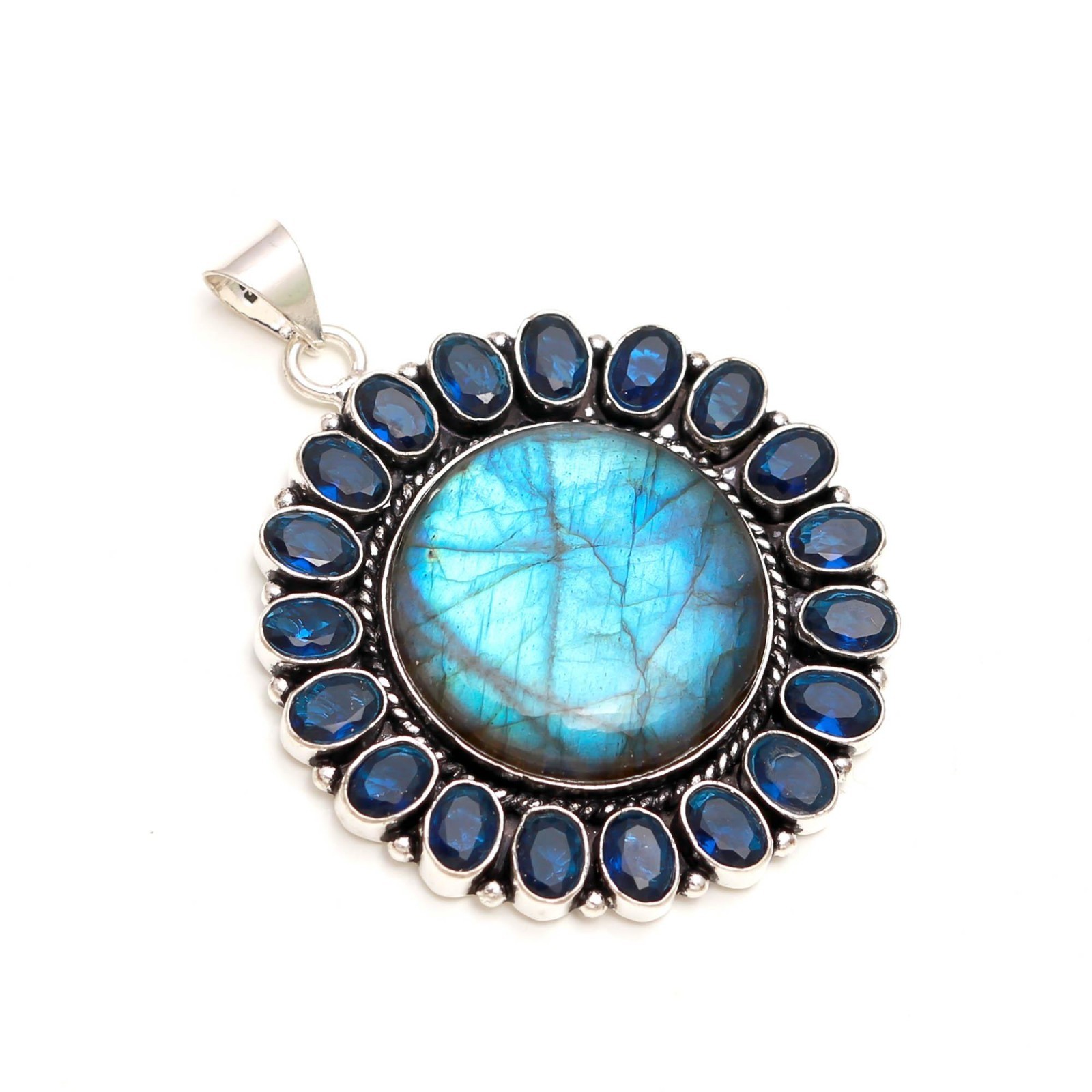 Labradorite, Tanzanite Gemstone 925 Sterling Silver Jewelry Bohemian Pendant