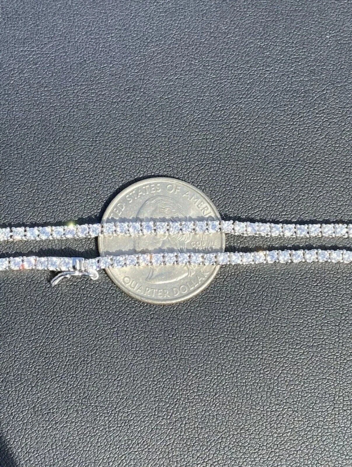 925 Sterling Silver Moissanite Tennis Necklace 4mm Round Cut Chain Unisex Gift