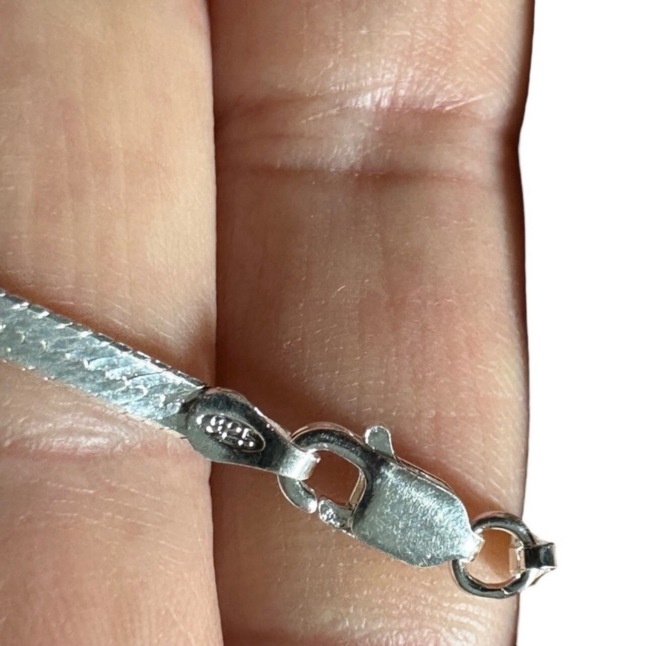 925 Italy Unisex Solid Sterling Silver Herringbone Chain 3 mm Necklace 18” 4.19g