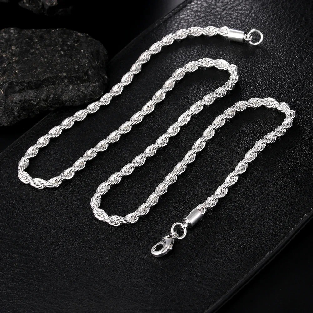 925 Sterling Silver Italian Rope Chain Men’s Necklace 4mm – NEW**