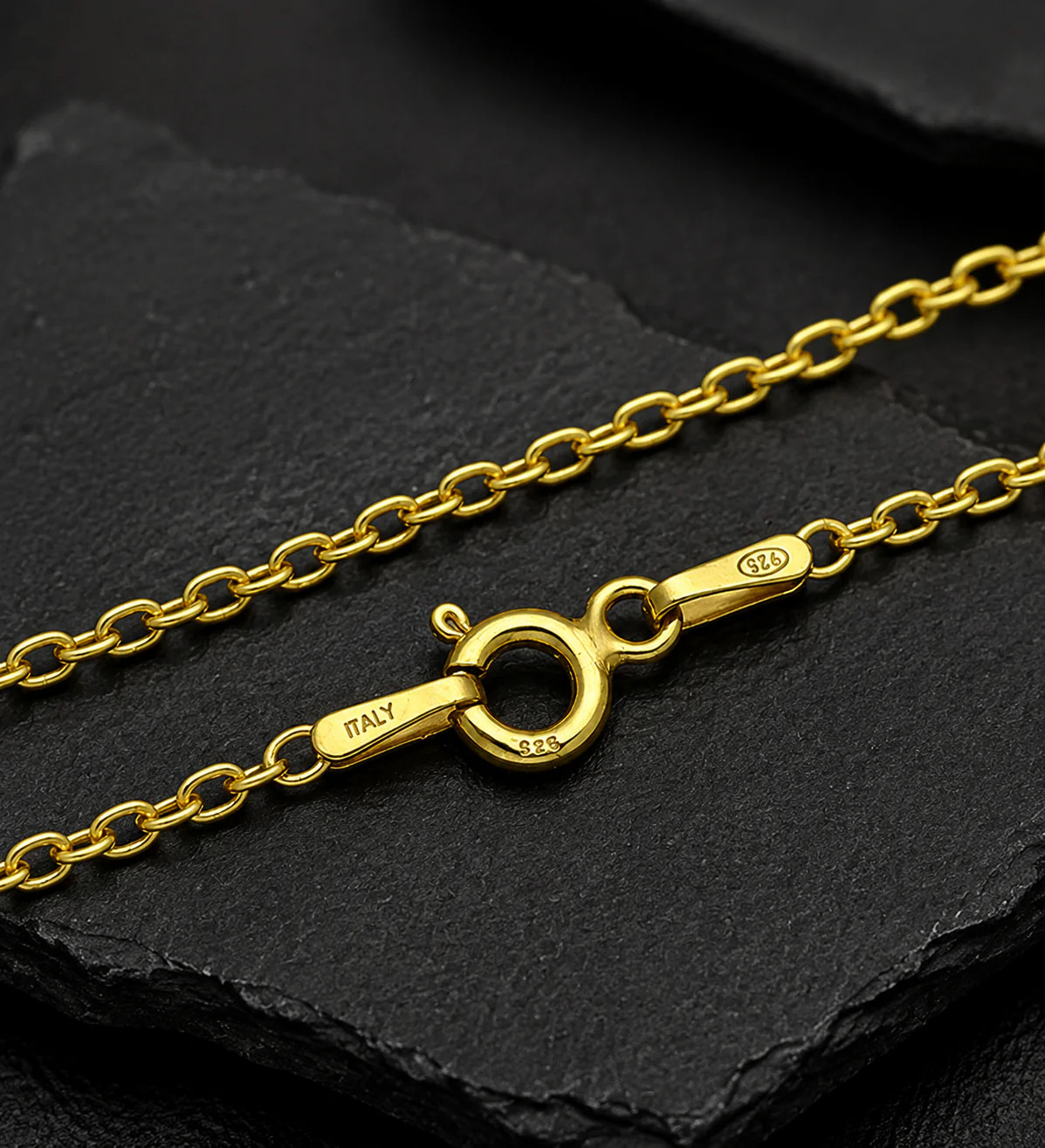 Italian 18K Gold Plated Sterling Silver Cable Chain