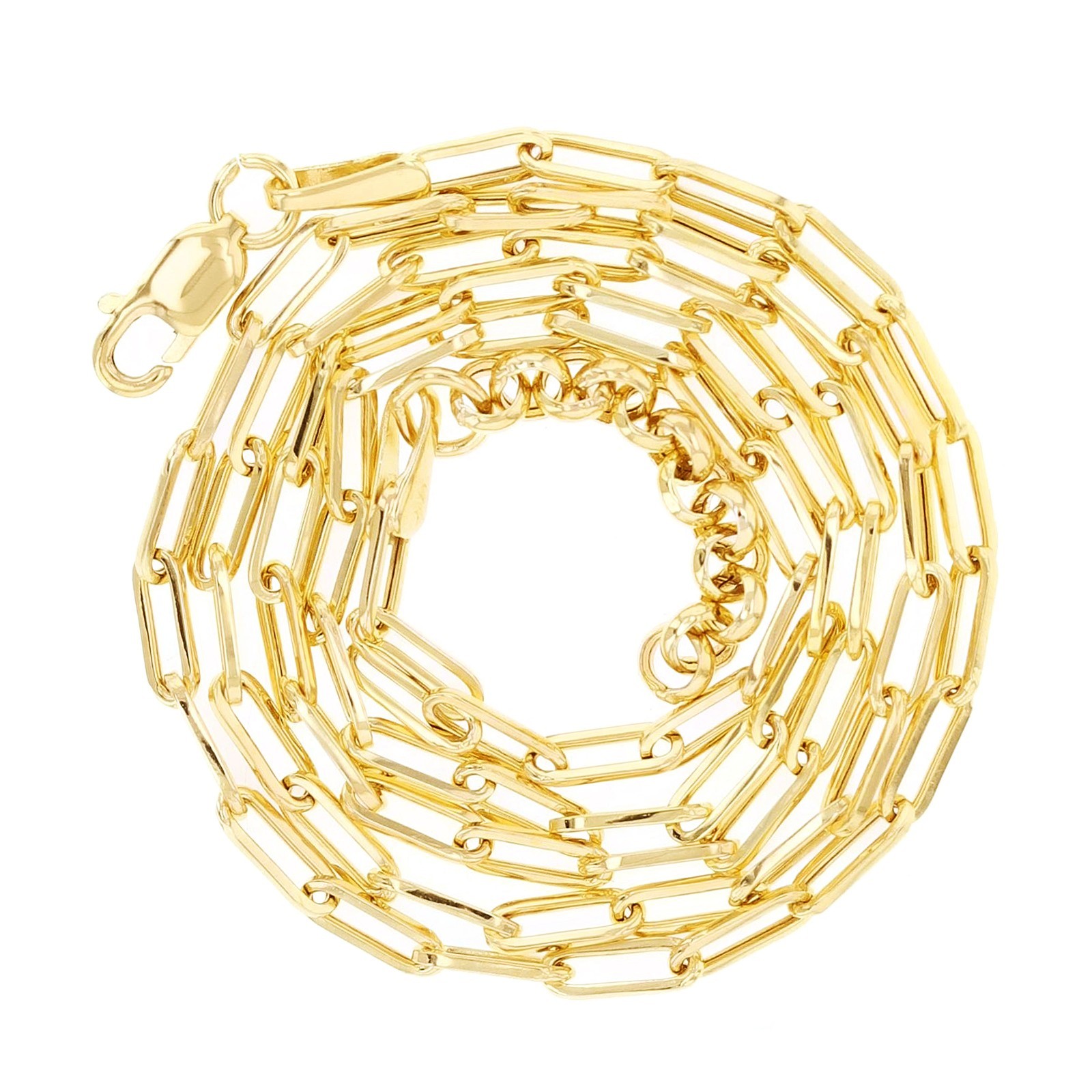Italian 14k Yellow Gold Paper Clip Link Chain Necklace 18″ 2.2mm 2.7 grams