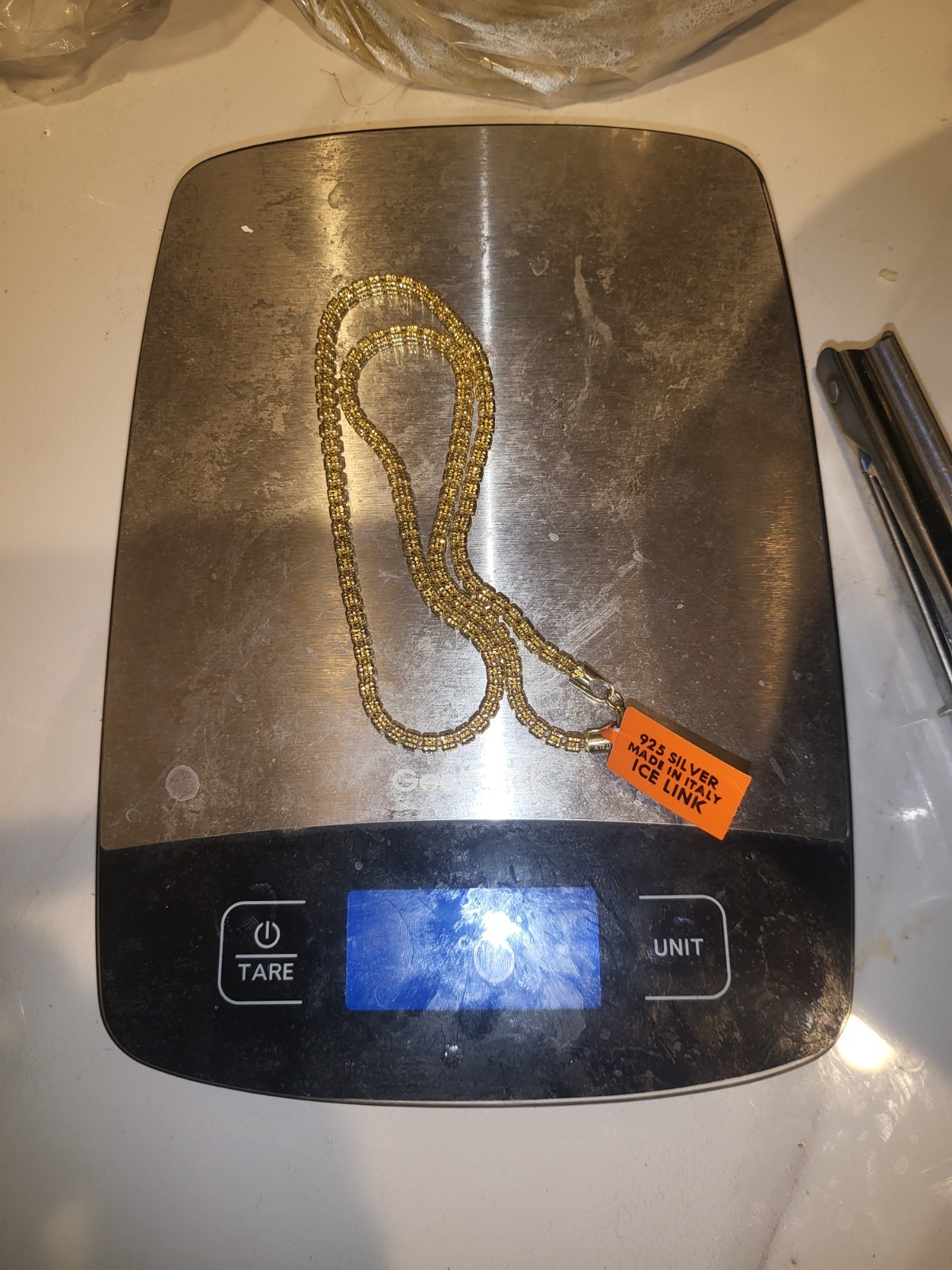 14k Gold Over Sterling Silver 925 4 Barrel Ice Link Chain 22 Inches 3.9mm 25grms