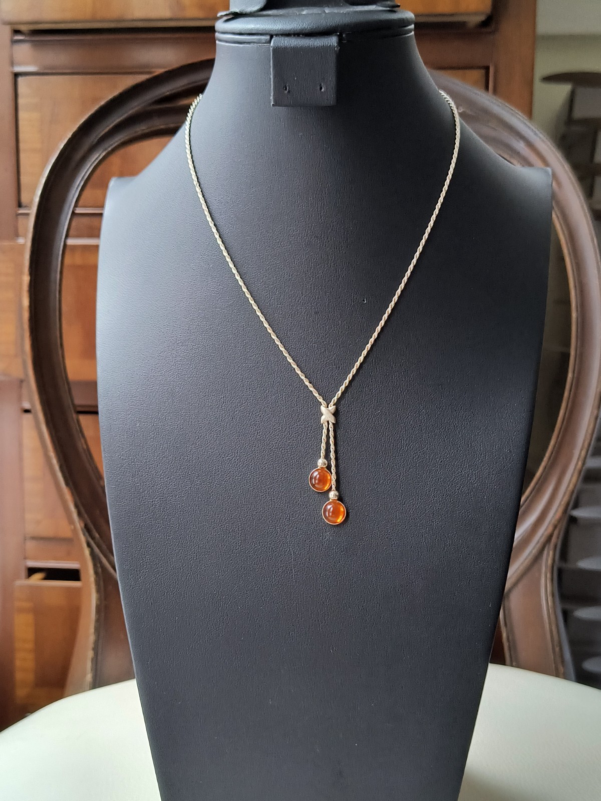 Sterling Silver 925 Amber Pendant Necklace Unbranded
