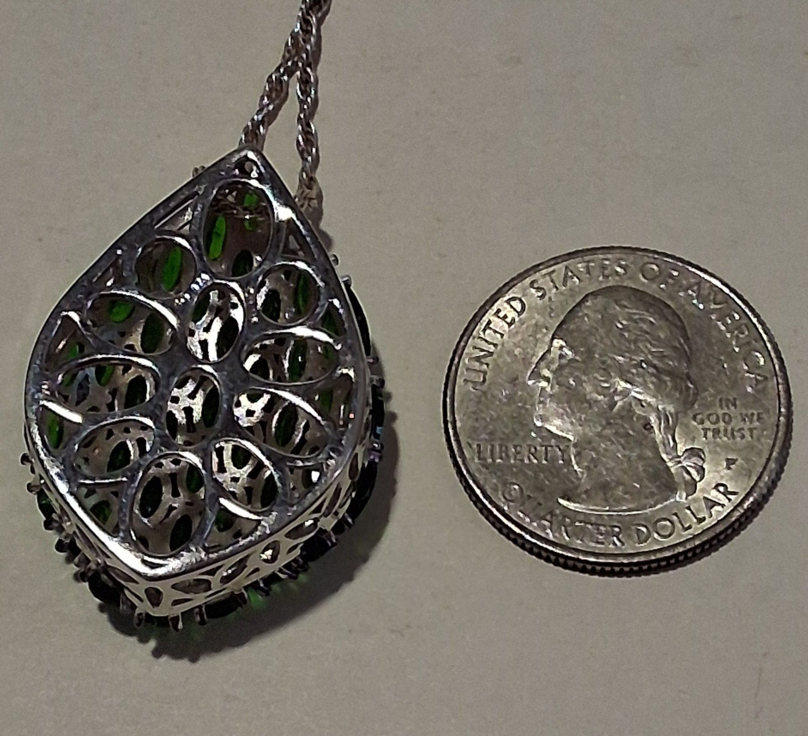 Jtv Chrome Diopside Cluster Teardrop Pendant With Upgraded 24 Inch Adjustable…