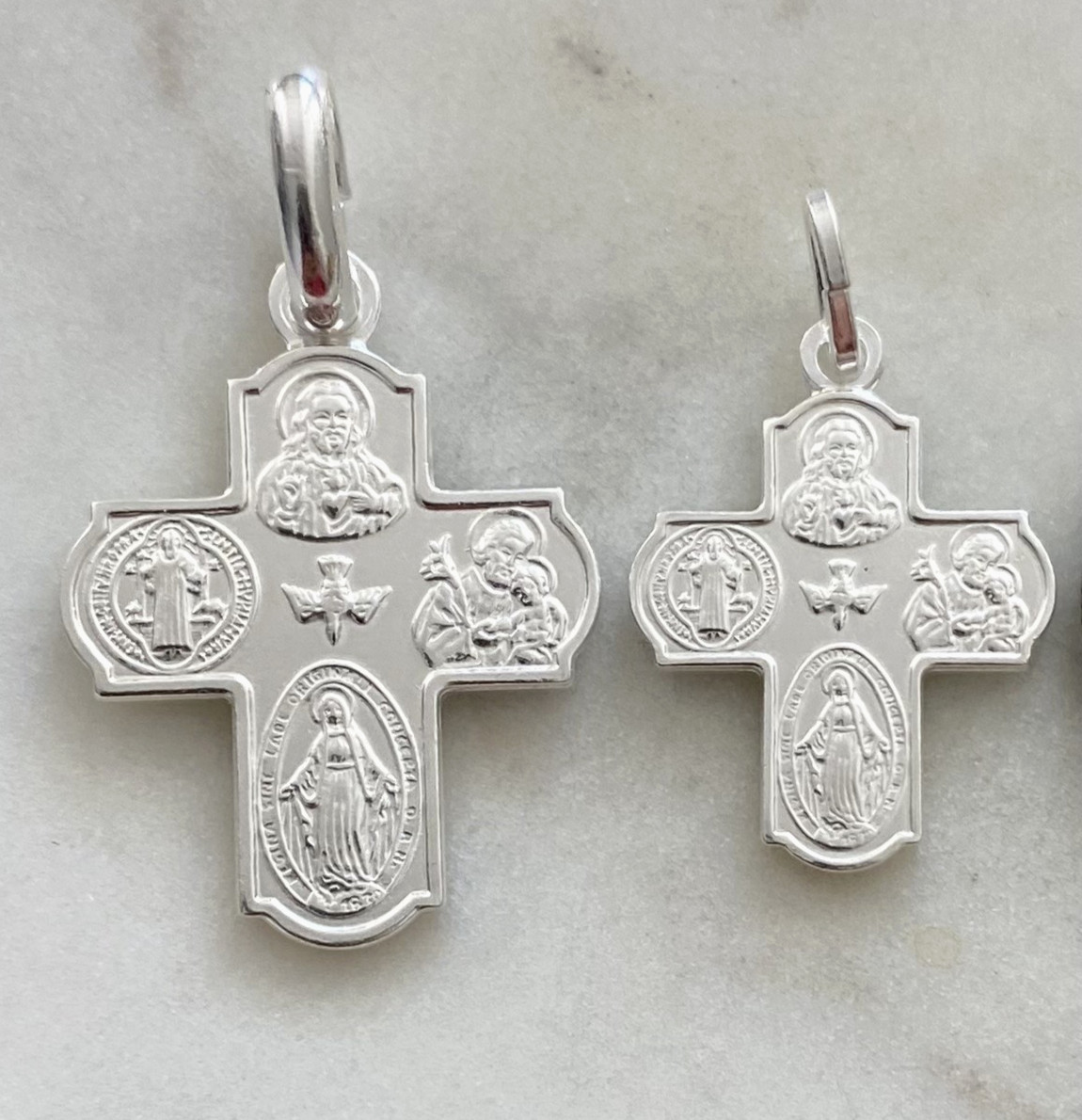 925 Solid Sterling Silver Cross Pendant 4 Way Cruciform Scapular Medal – ESP38