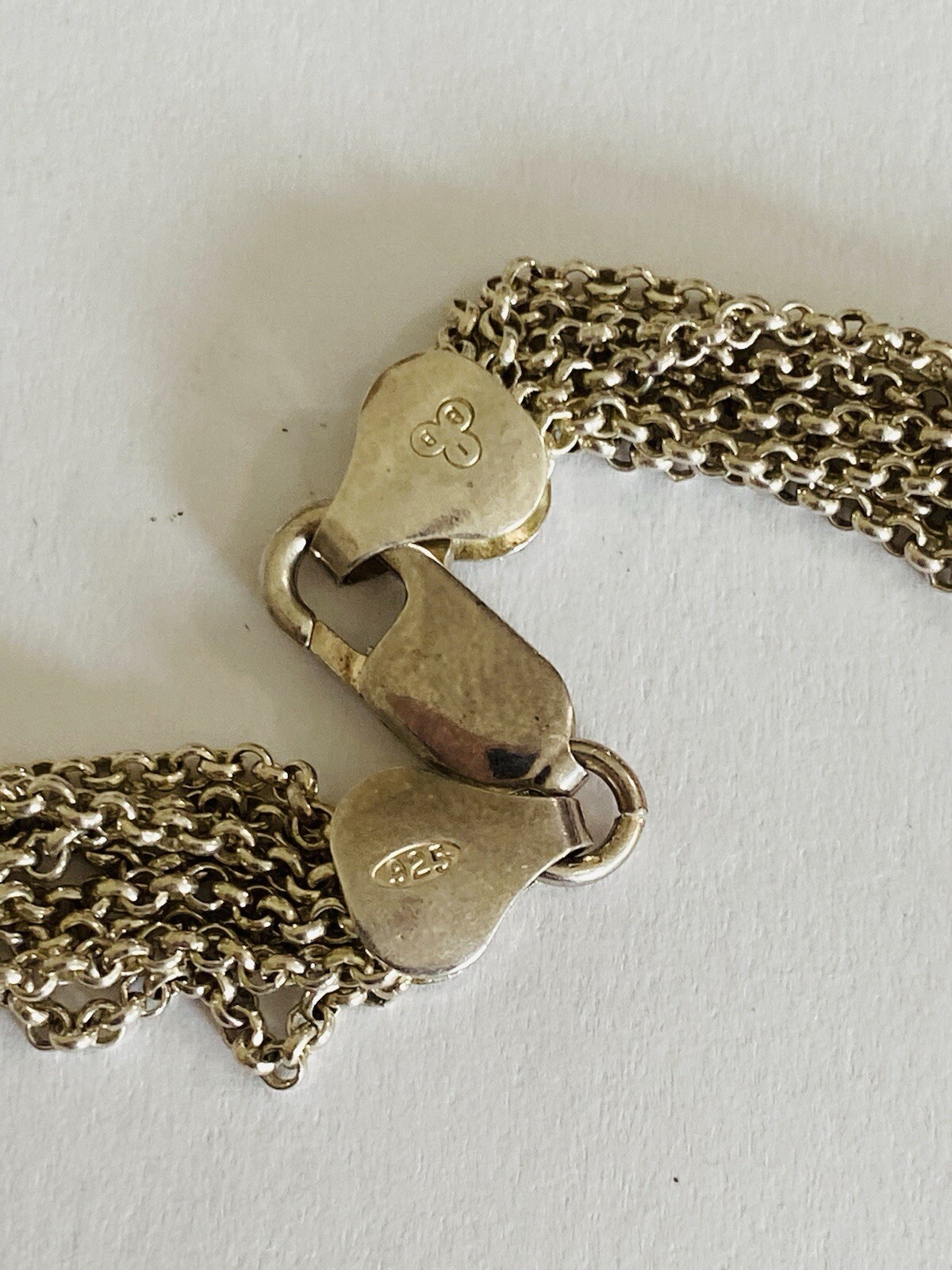 Vintage IBB Sterling Silver Multi Strands Chain Heart Choker Necklace 28-Grams