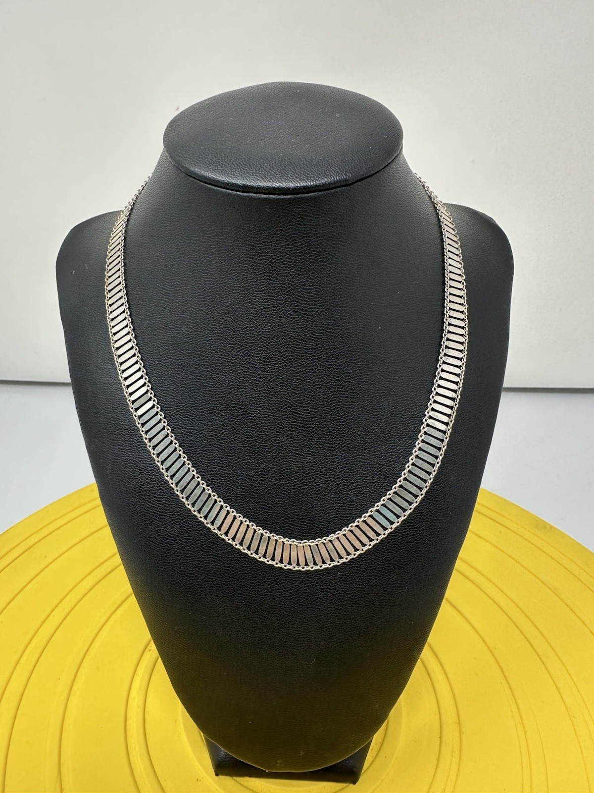 Sterling Silver Minimalist Modernist Choker Necklace Elegant Chic 13g 16in + 2in